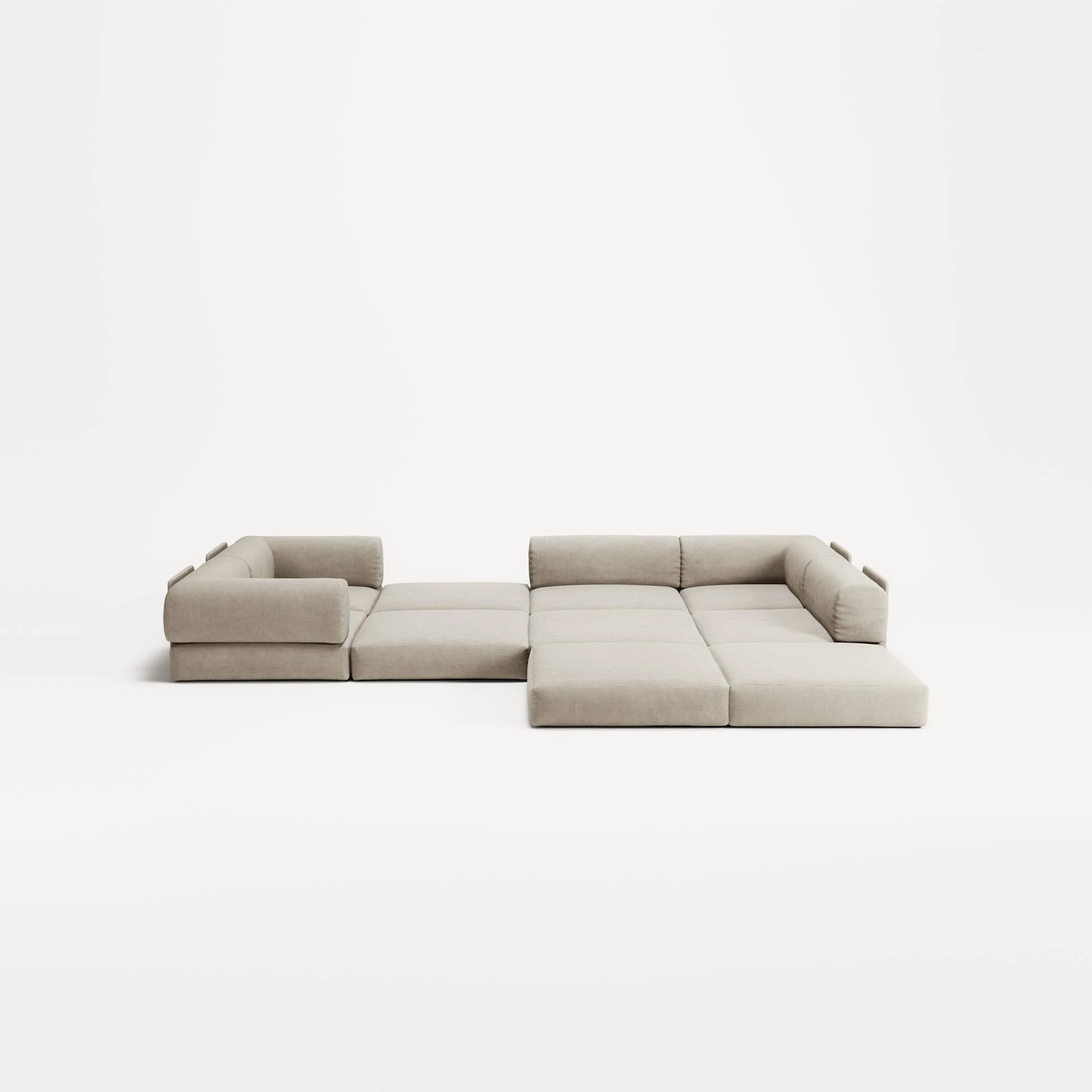 LUNA - 5 Seat corner sofa - Right - Corduroy Off-White - Image 4