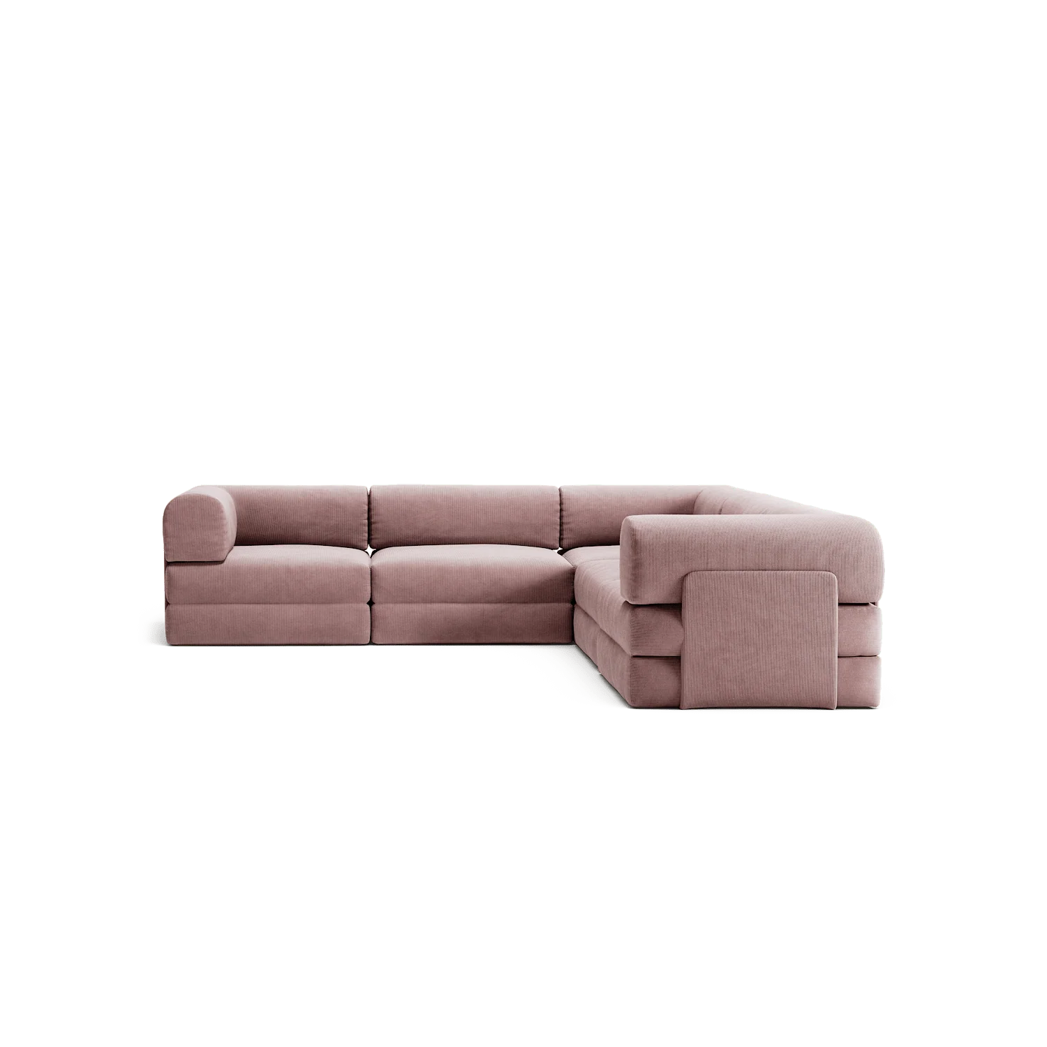 LUNA - 5 Seat corner sofa - Right - Corduroy Soft Pink