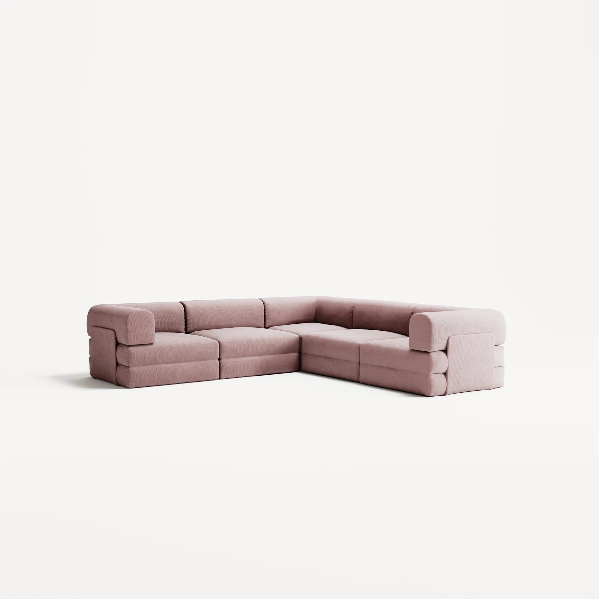 LUNA - 5 Seat corner sofa - Right - Corduroy Soft Pink - Image 2