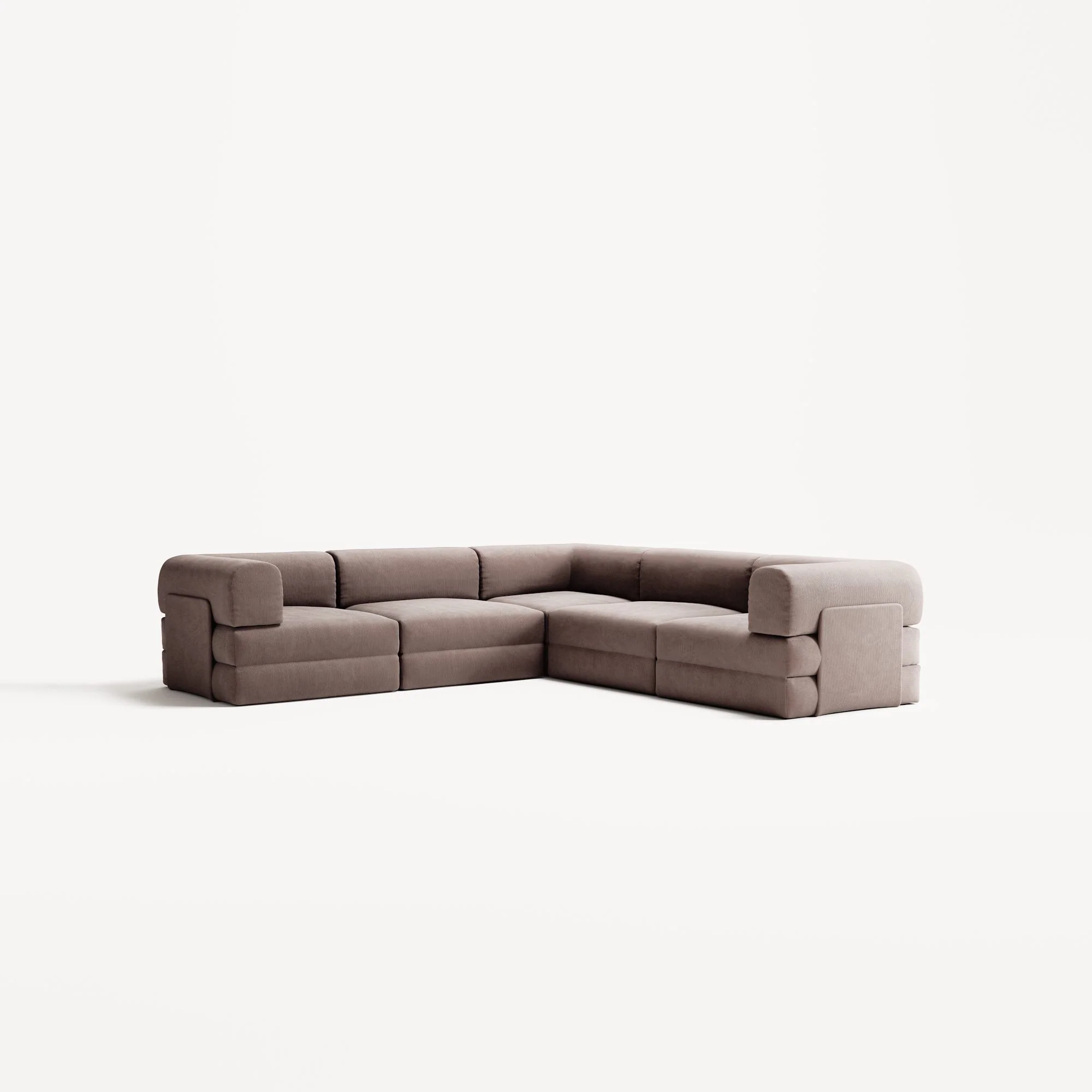 LUNA - 5 Seat corner sofa - Right - Corduroy Warm Brown - Image 2