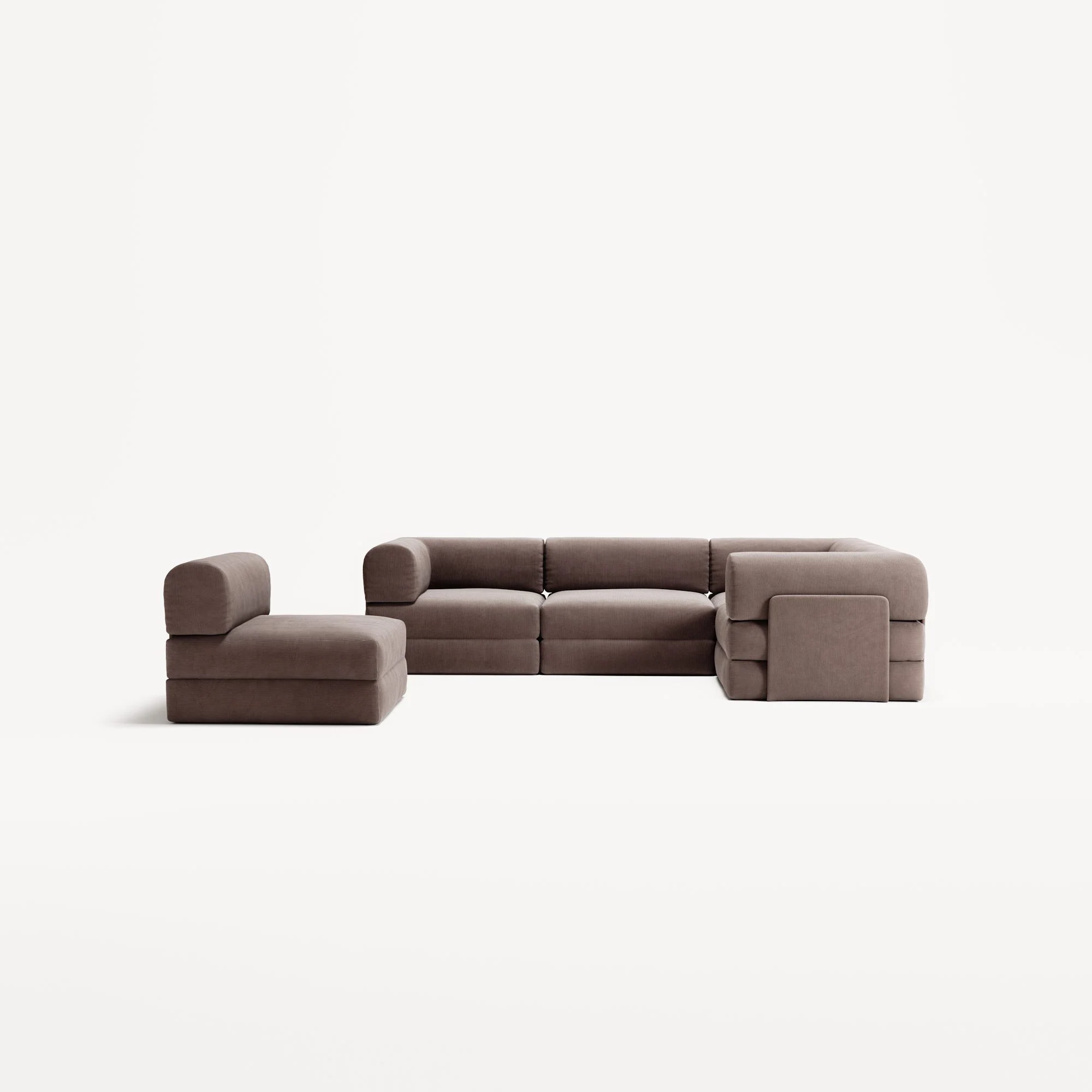 LUNA - 5 Seat corner sofa - Right - Corduroy Warm Brown - Image 5