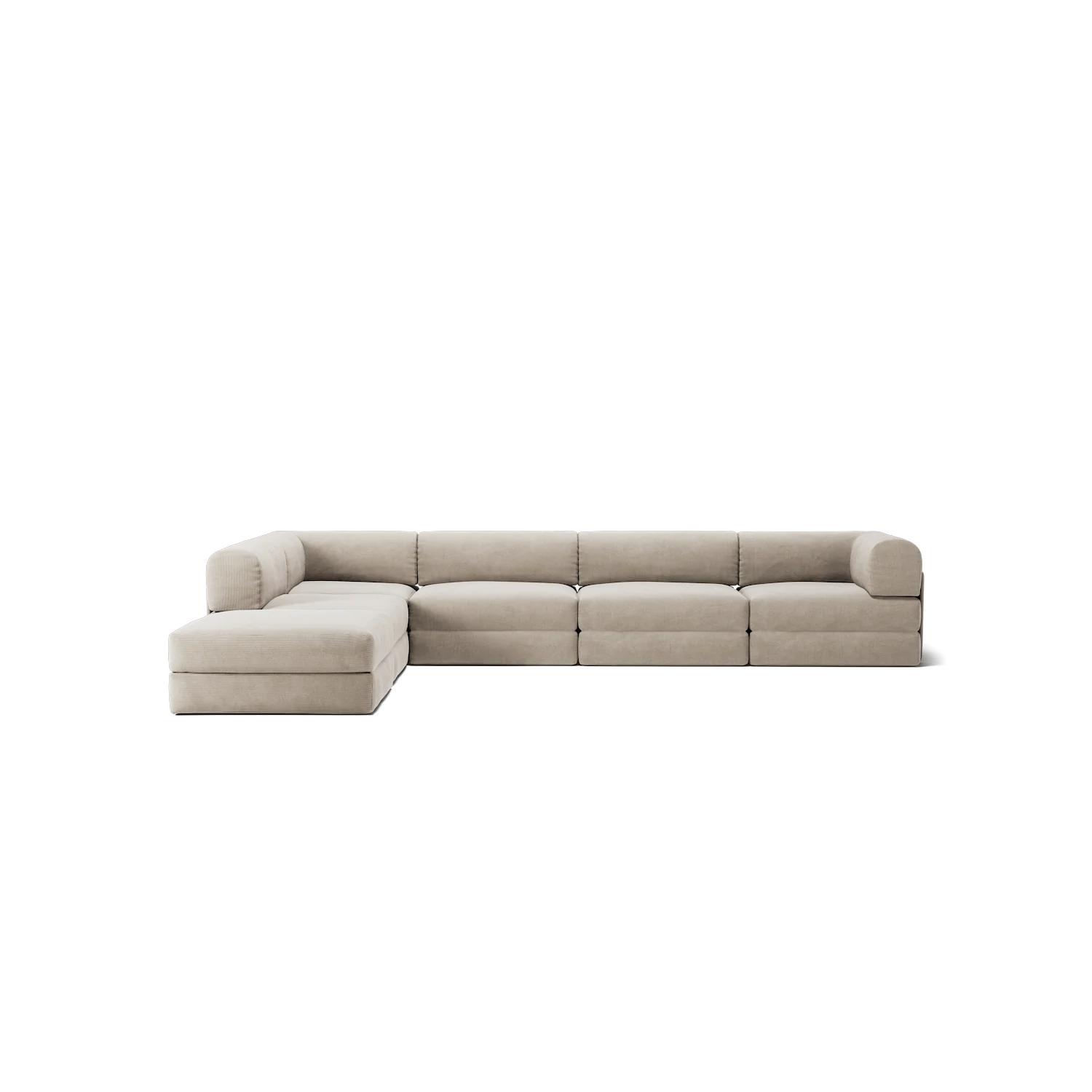 LUNA - 5 Seat corner with open end - Left - Corduroy Pale Beige