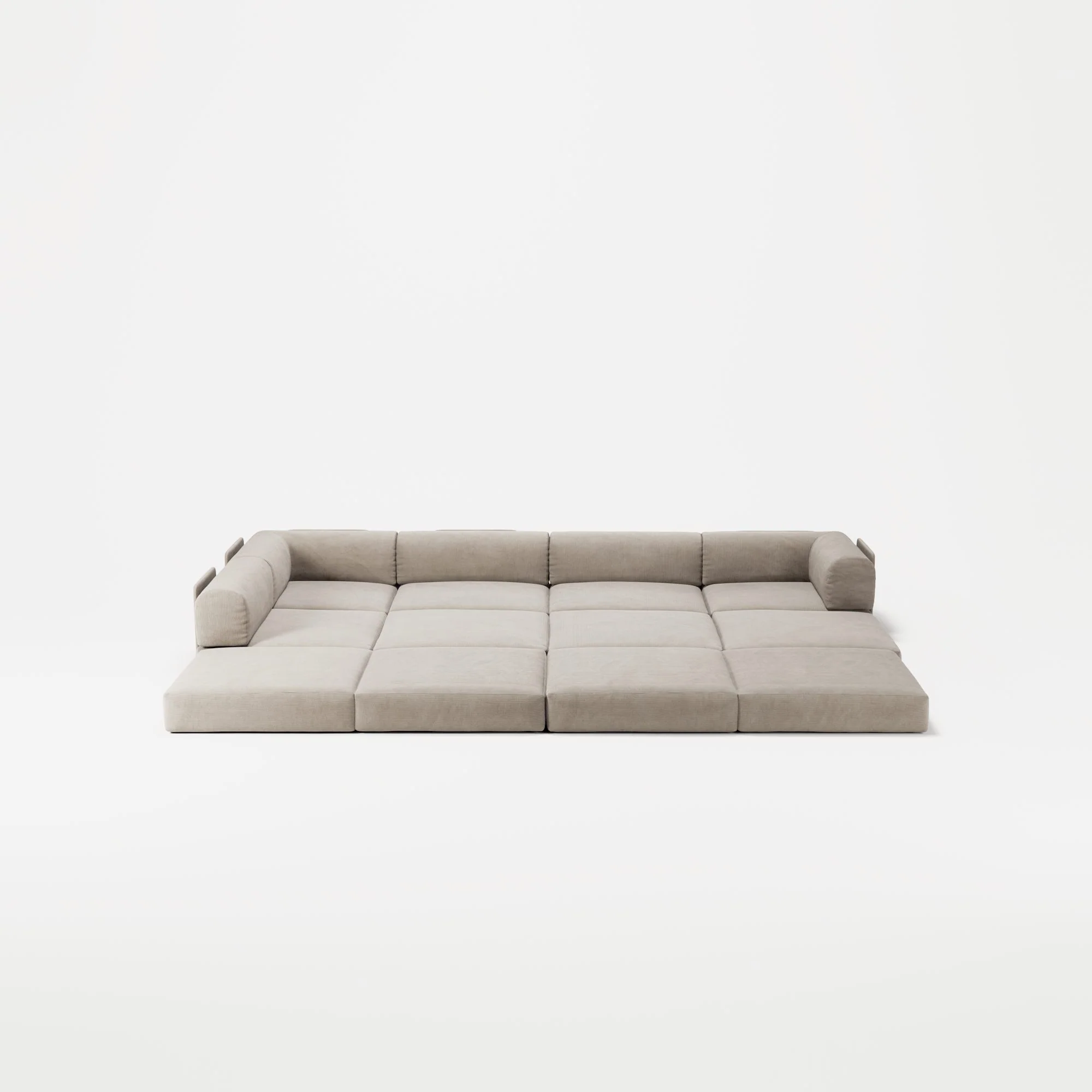 LUNA - 5 Seat corner with open end - Left - Corduroy Pale Beige - Image 4