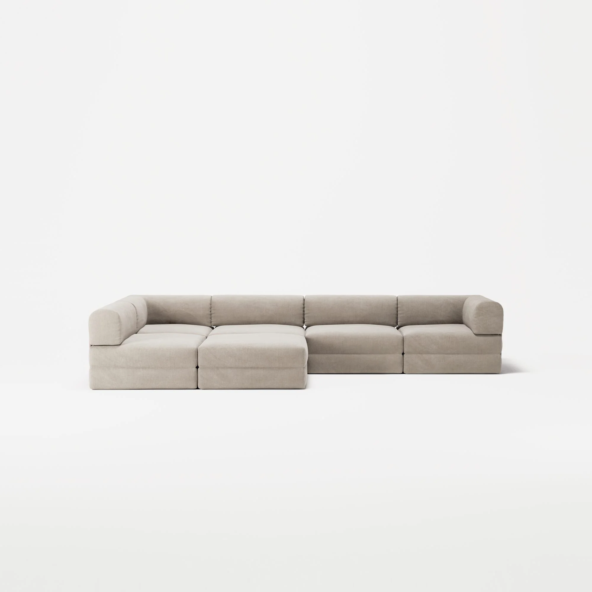 LUNA - 5 Seat corner with open end - Left - Corduroy Pale Beige - Image 5