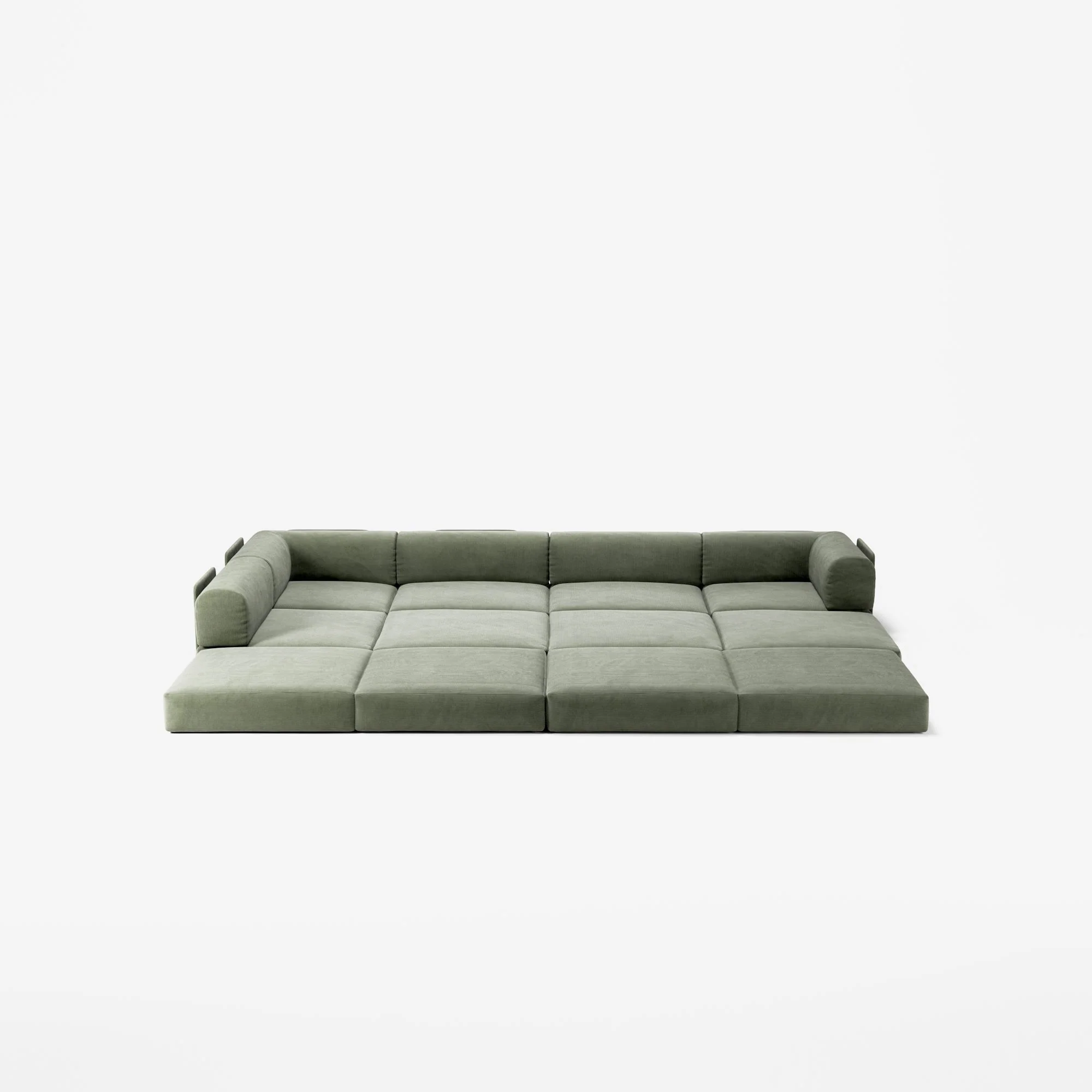 LUNA - 5 Seat corner with open end - Left - Corduroy Moss Green - Image 4