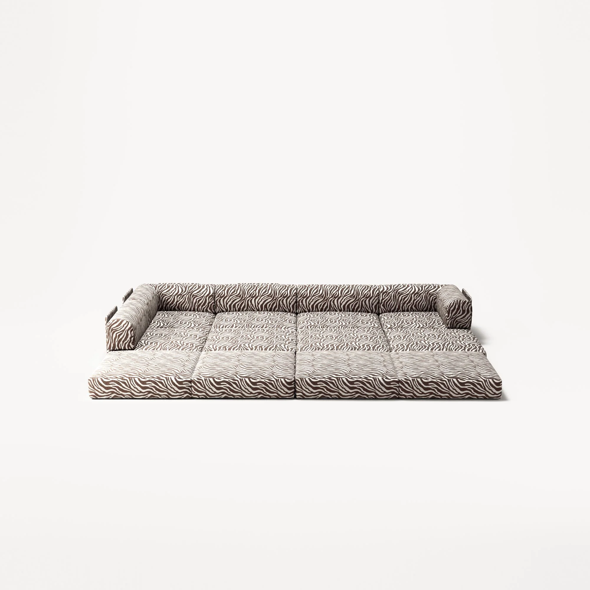 LUNA - 5 Seat corner with open end - Left - Chenille Jacquard Zebra Brown White - Image 4