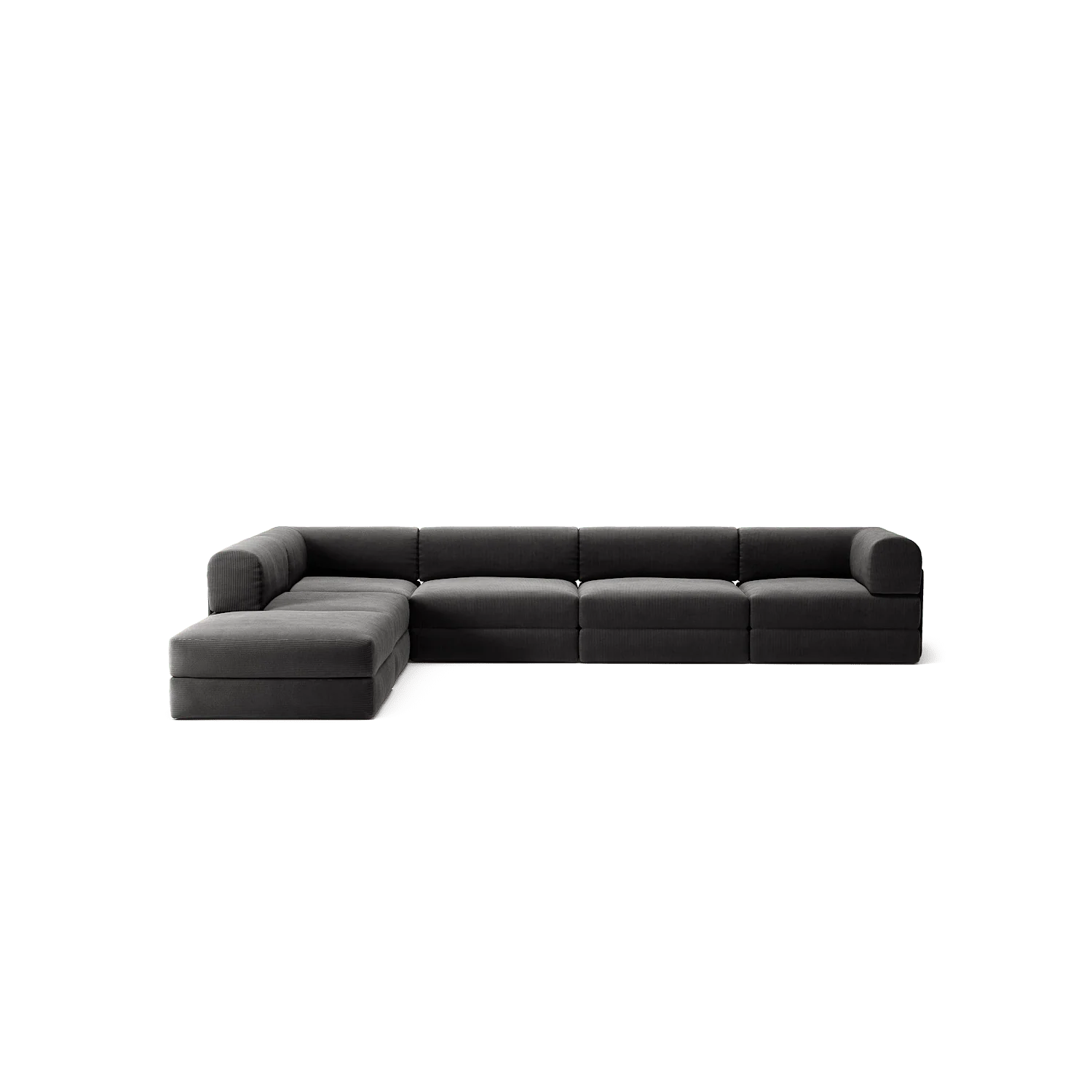 LUNA - 5 Seat corner with open end - Left - Corduroy Charcoal