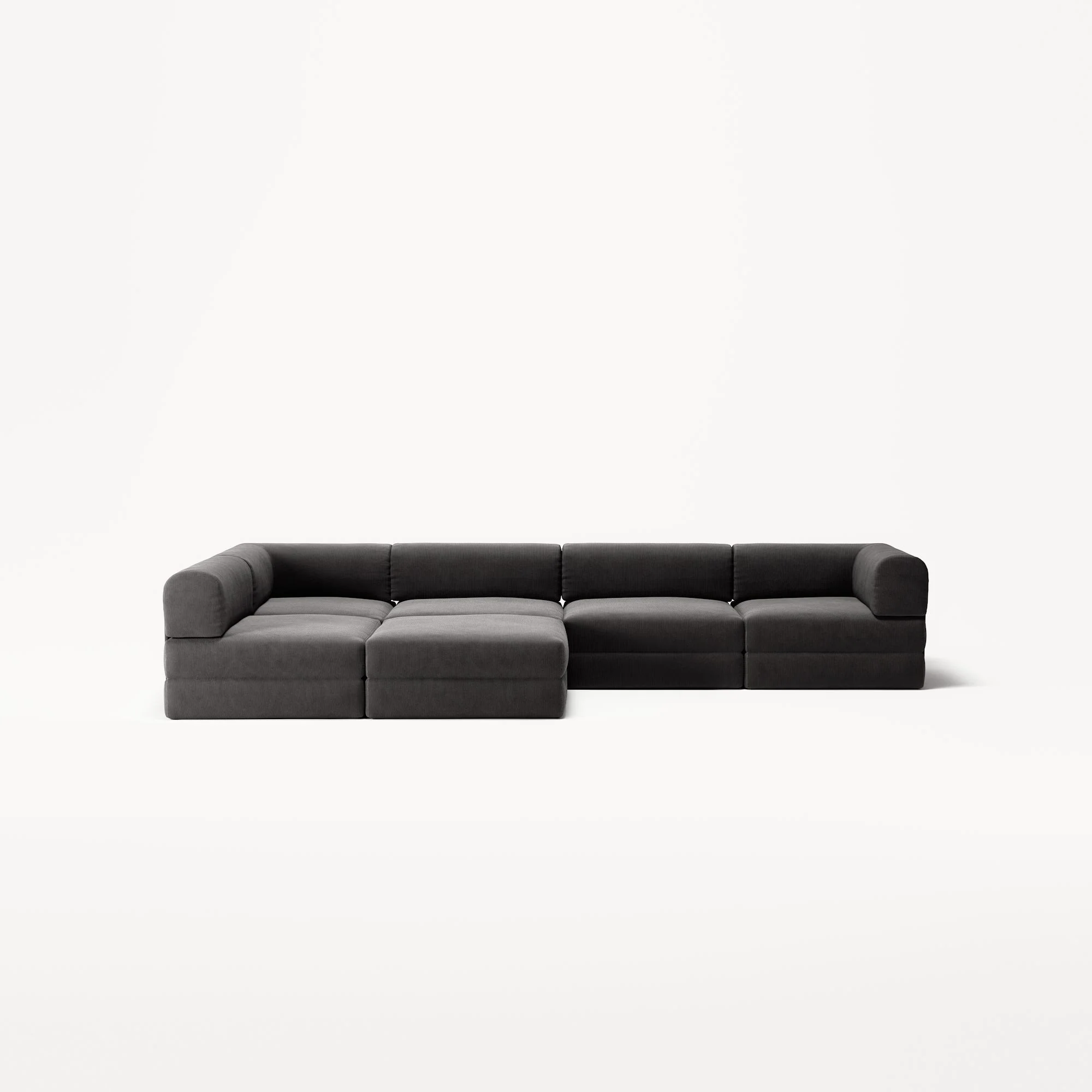 LUNA - 5 Seat corner with open end - Left - Corduroy Charcoal - Image 5