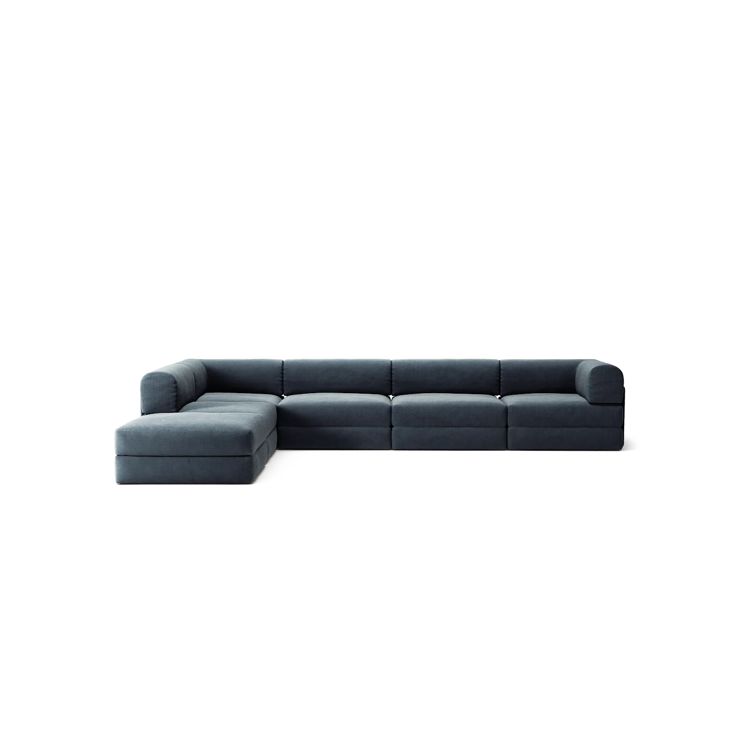 LUNA - 5 Seat corner with open end - Left - Corduroy Dark Blue