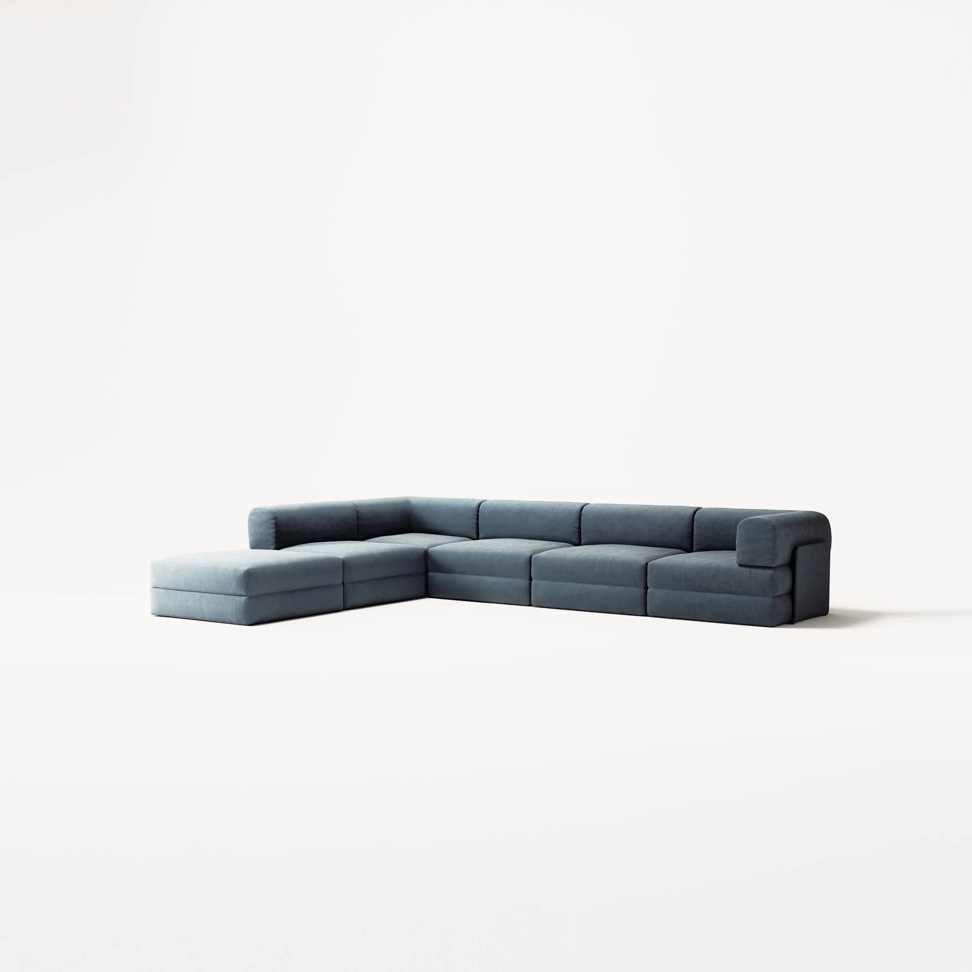 LUNA - 5 Seat corner with open end - Left - Corduroy Dark Blue - Image 2