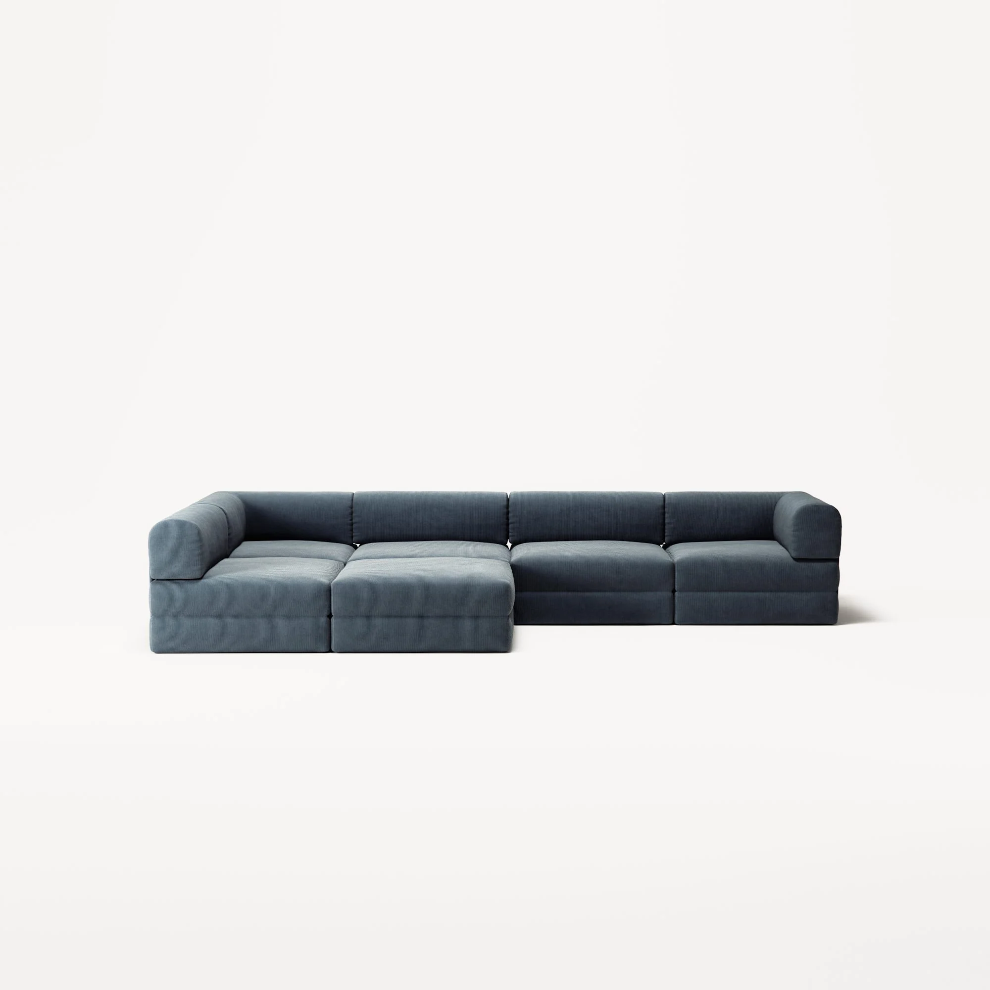 LUNA - 5 Seat corner with open end - Left - Corduroy Dark Blue - Image 5