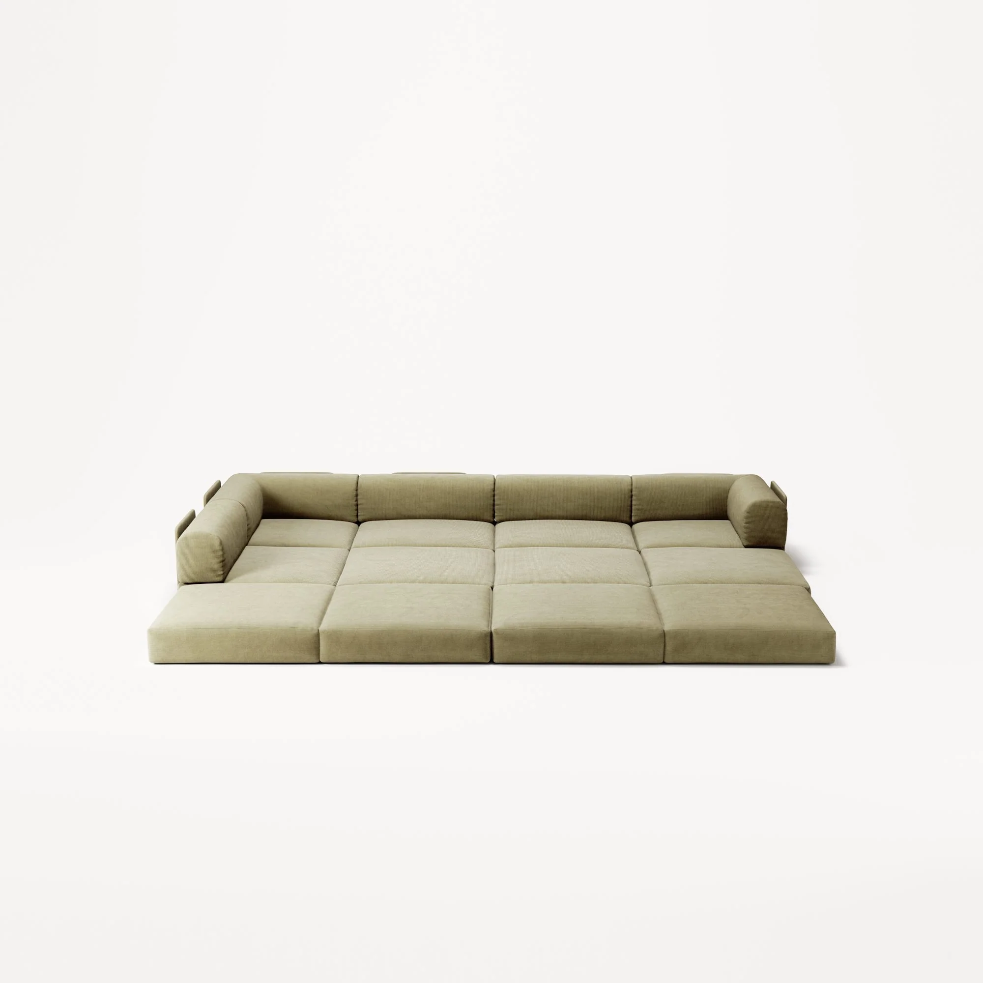 LUNA - 5 Seat corner with open end - Left - Corduroy Lime - Image 4