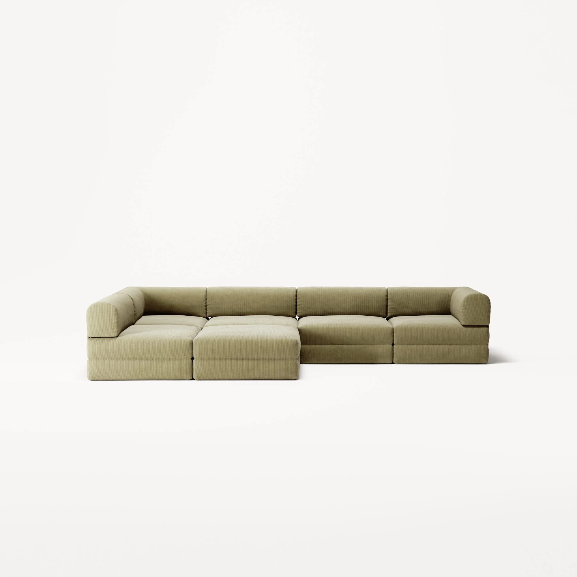 LUNA - 5 Seat corner with open end - Left - Corduroy Lime - Image 5