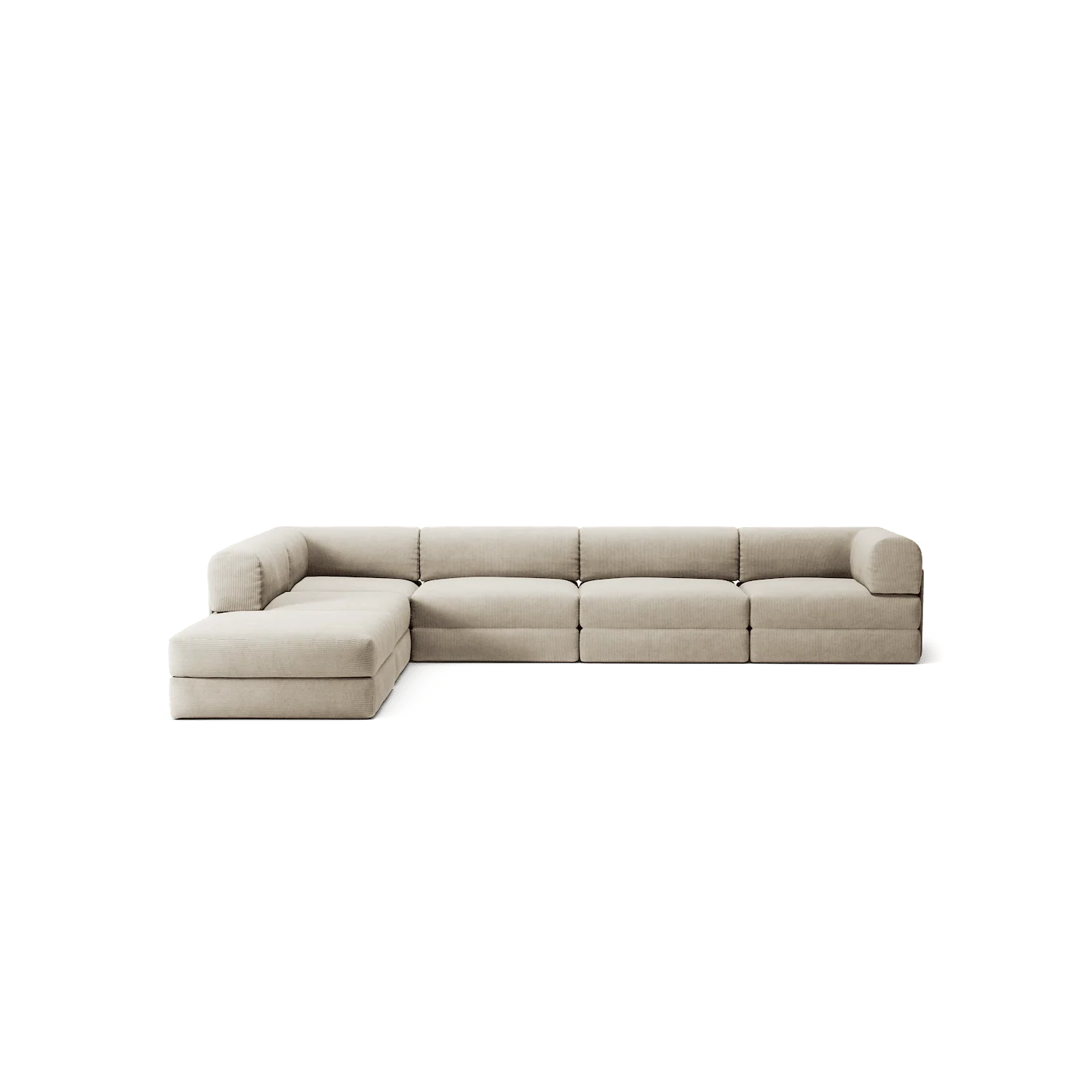 LUNA - 5 Seat corner with open end - Left - Corduroy Off-White
