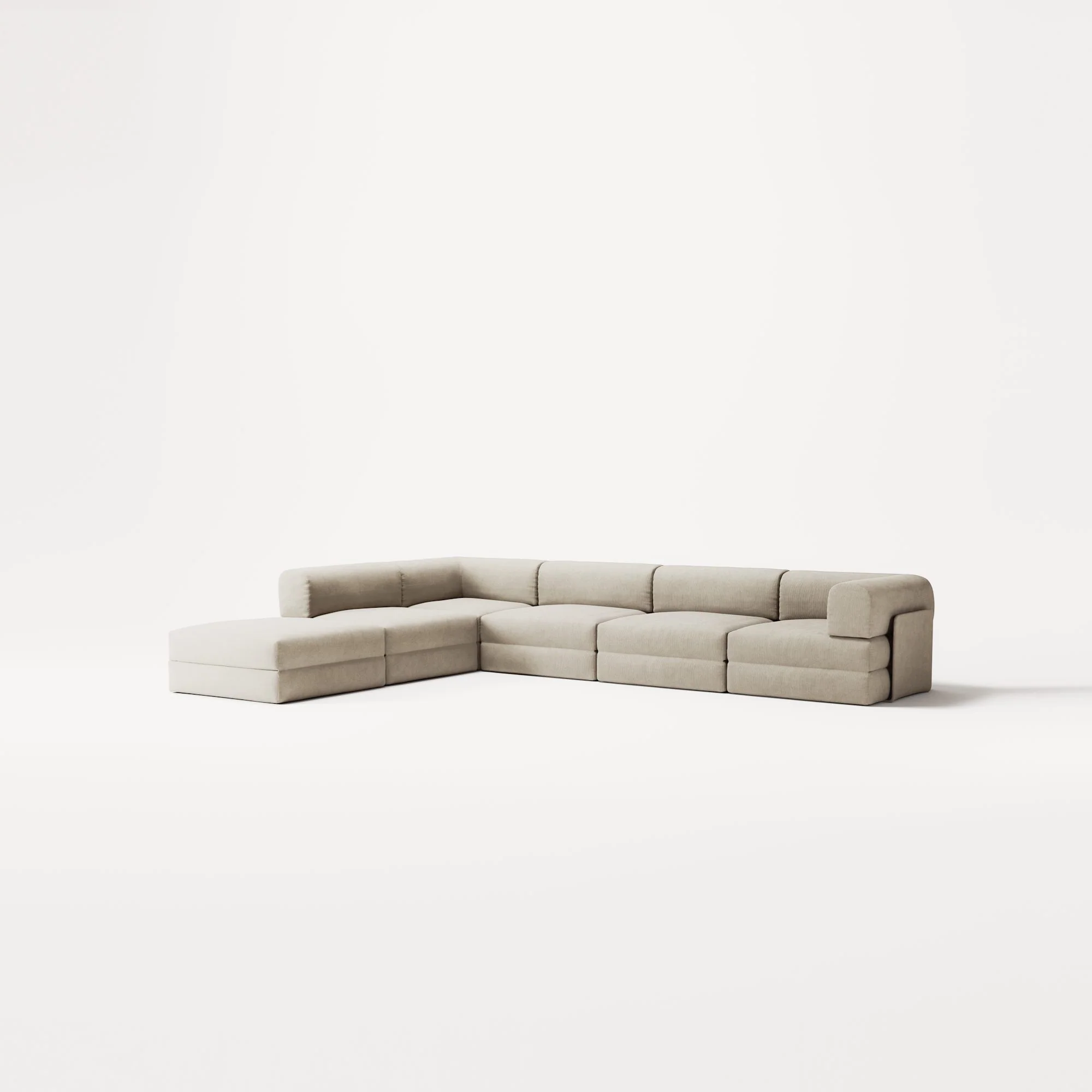 LUNA - 5 Seat corner with open end - Left - Corduroy Off-White - Image 2