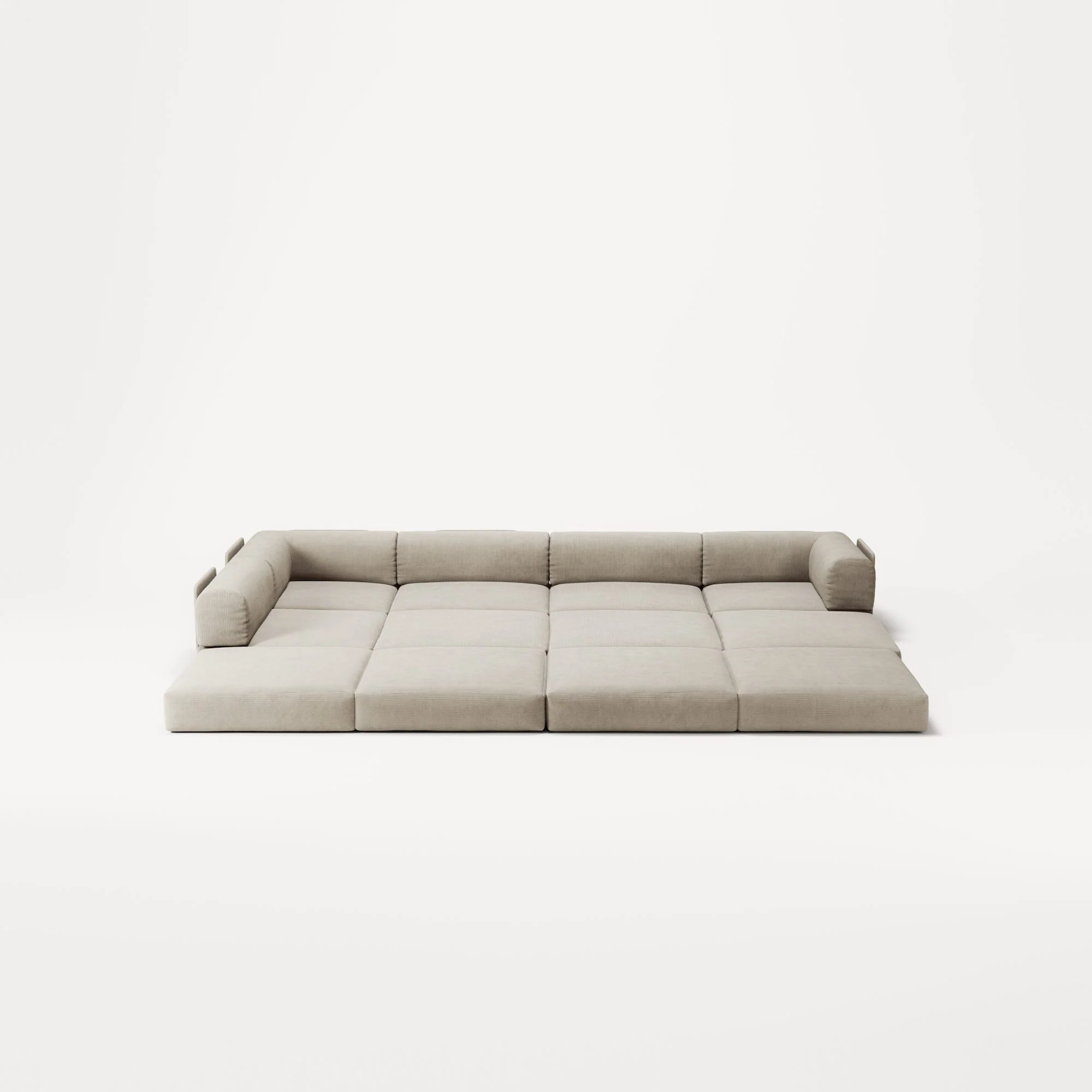 LUNA - 5 Seat corner with open end - Left - Corduroy Off-White - Image 4