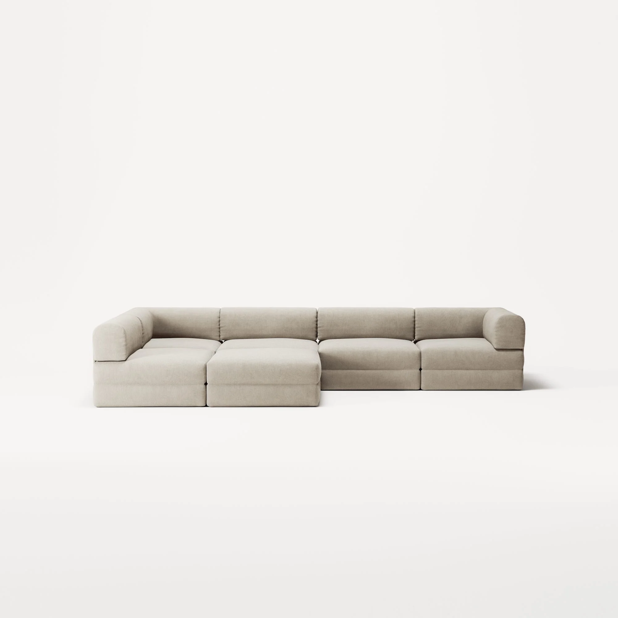 LUNA - 5 Seat corner with open end - Left - Corduroy Off-White - Image 5