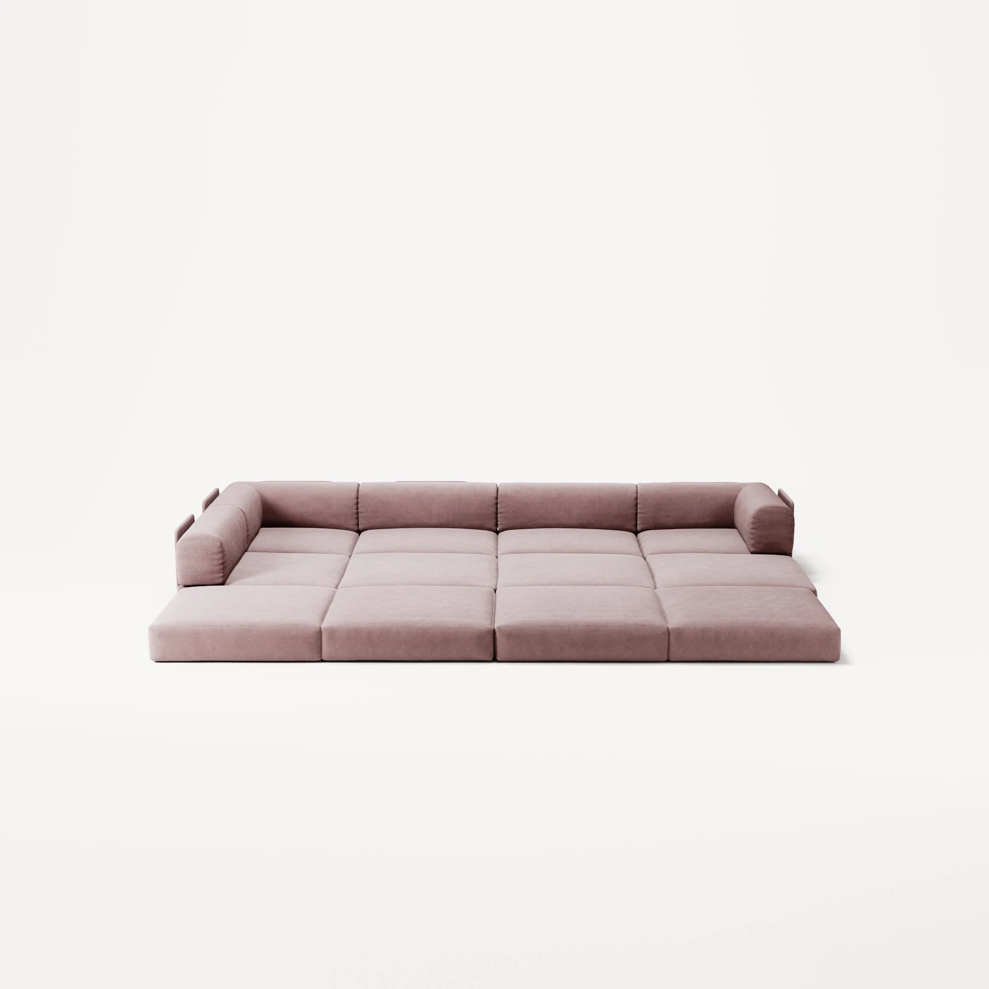 LUNA - 5 Seat corner with open end - Left - Corduroy Soft Pink - Image 4