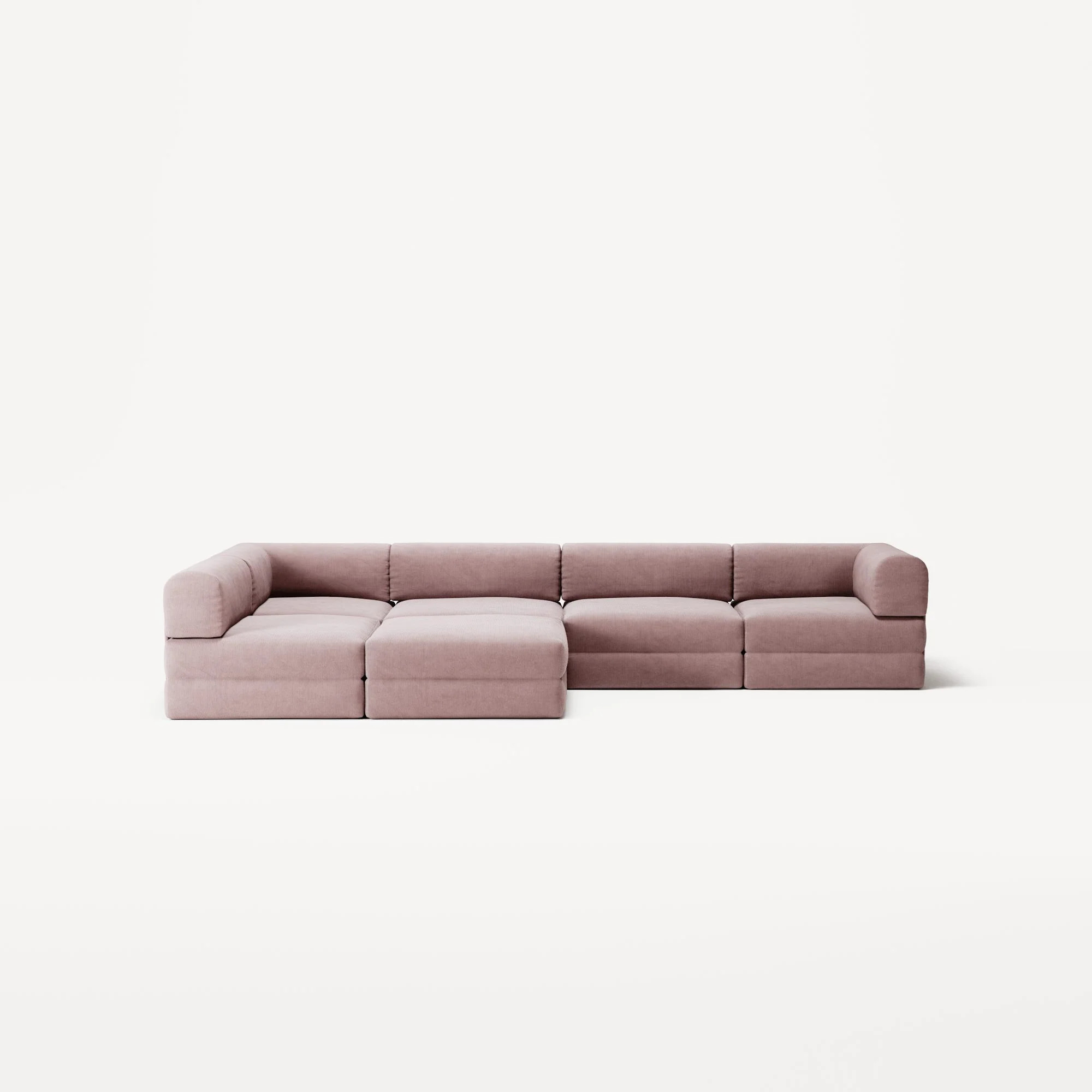 LUNA - 5 Seat corner with open end - Left - Corduroy Soft Pink - Image 5