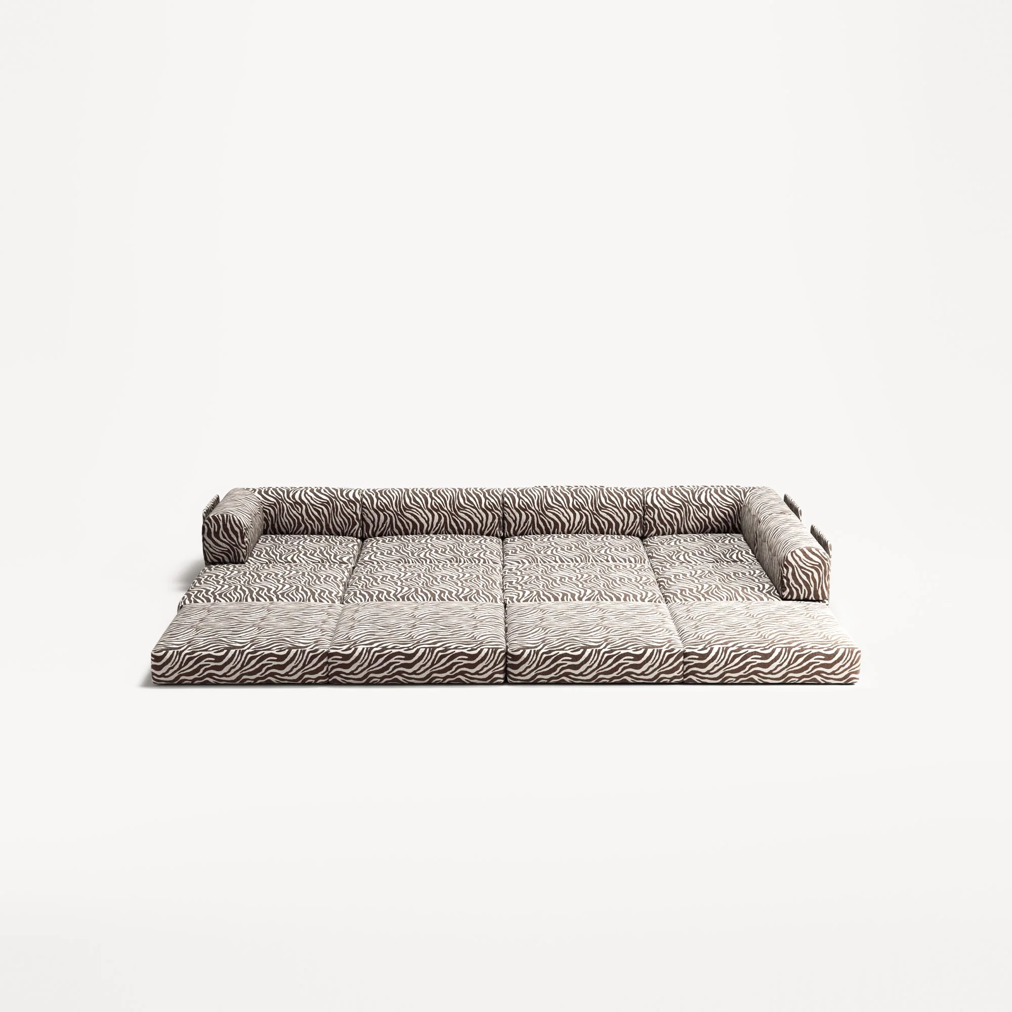 LUNA - 5 Seat corner with open end - Right - Chenille Jacquard Zebra Brown White - Image 4