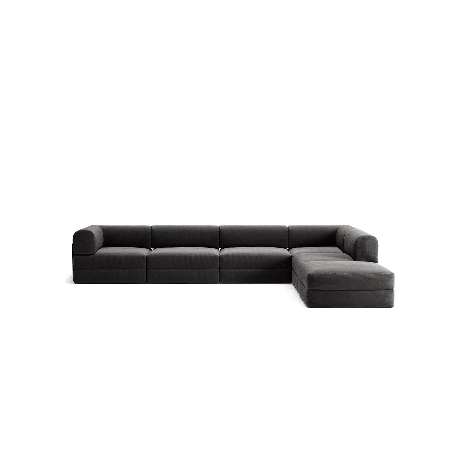 LUNA - 5 Seat corner with open end - Right - Corduroy Charcoal