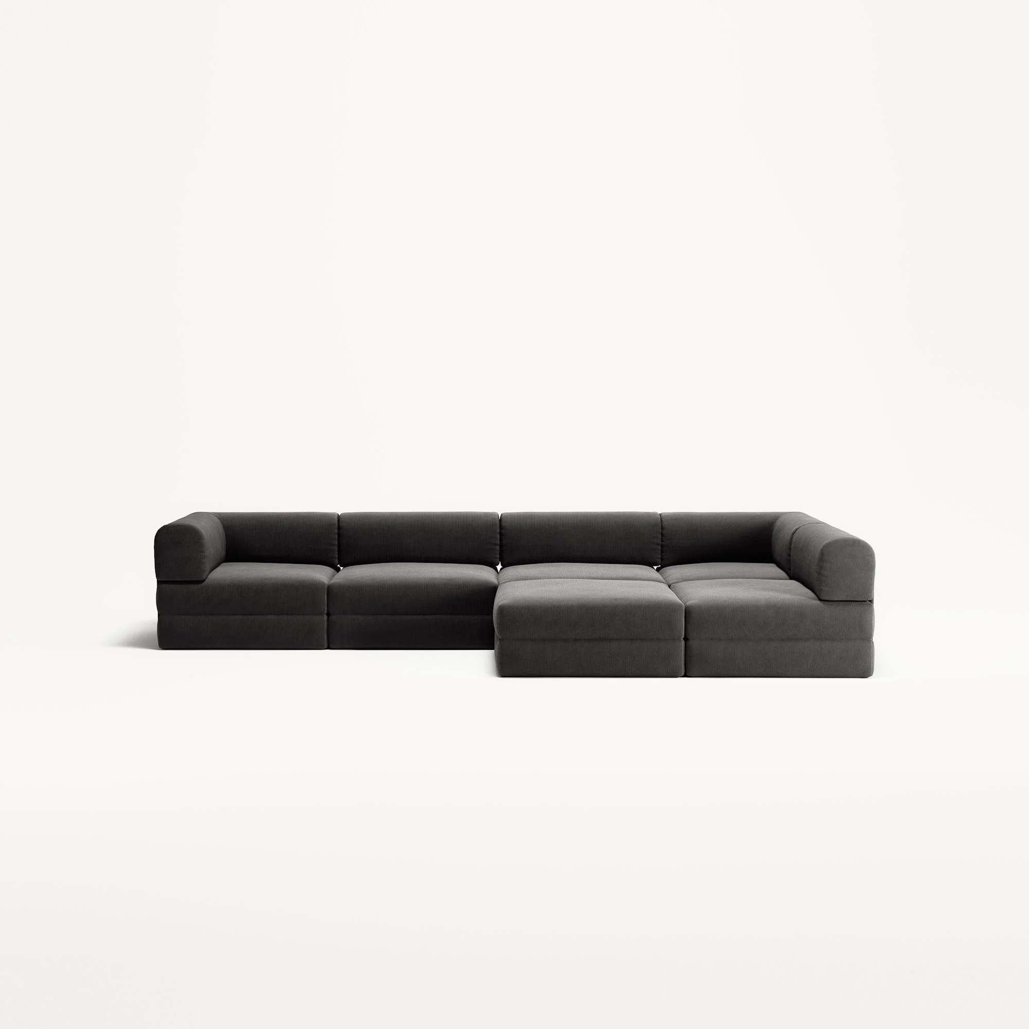 LUNA - 5 Seat corner with open end - Right - Corduroy Charcoal - Image 5