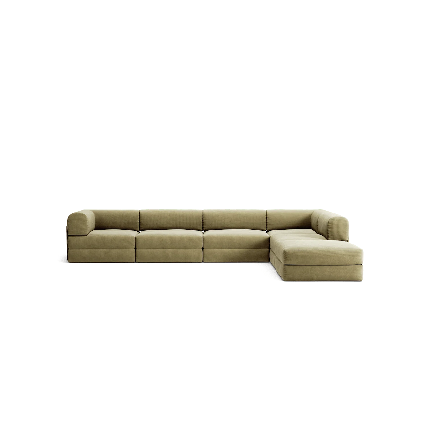 LUNA - 5 Seat corner with open end - Right - Corduroy Lime