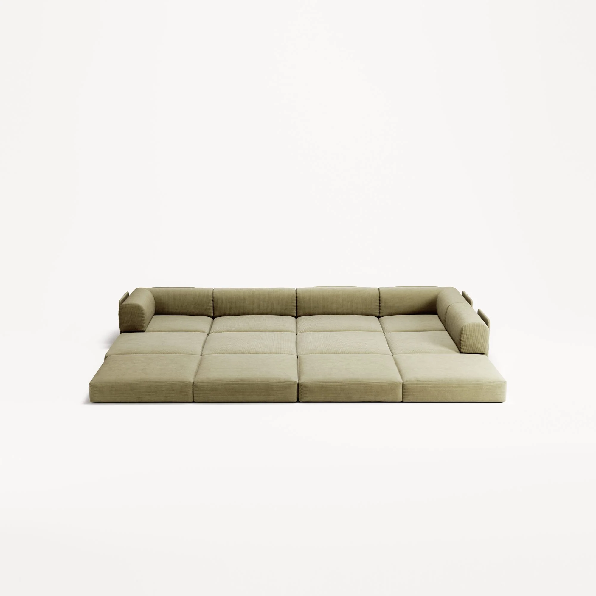 LUNA - 5 Seat corner with open end - Right - Corduroy Lime - Image 4