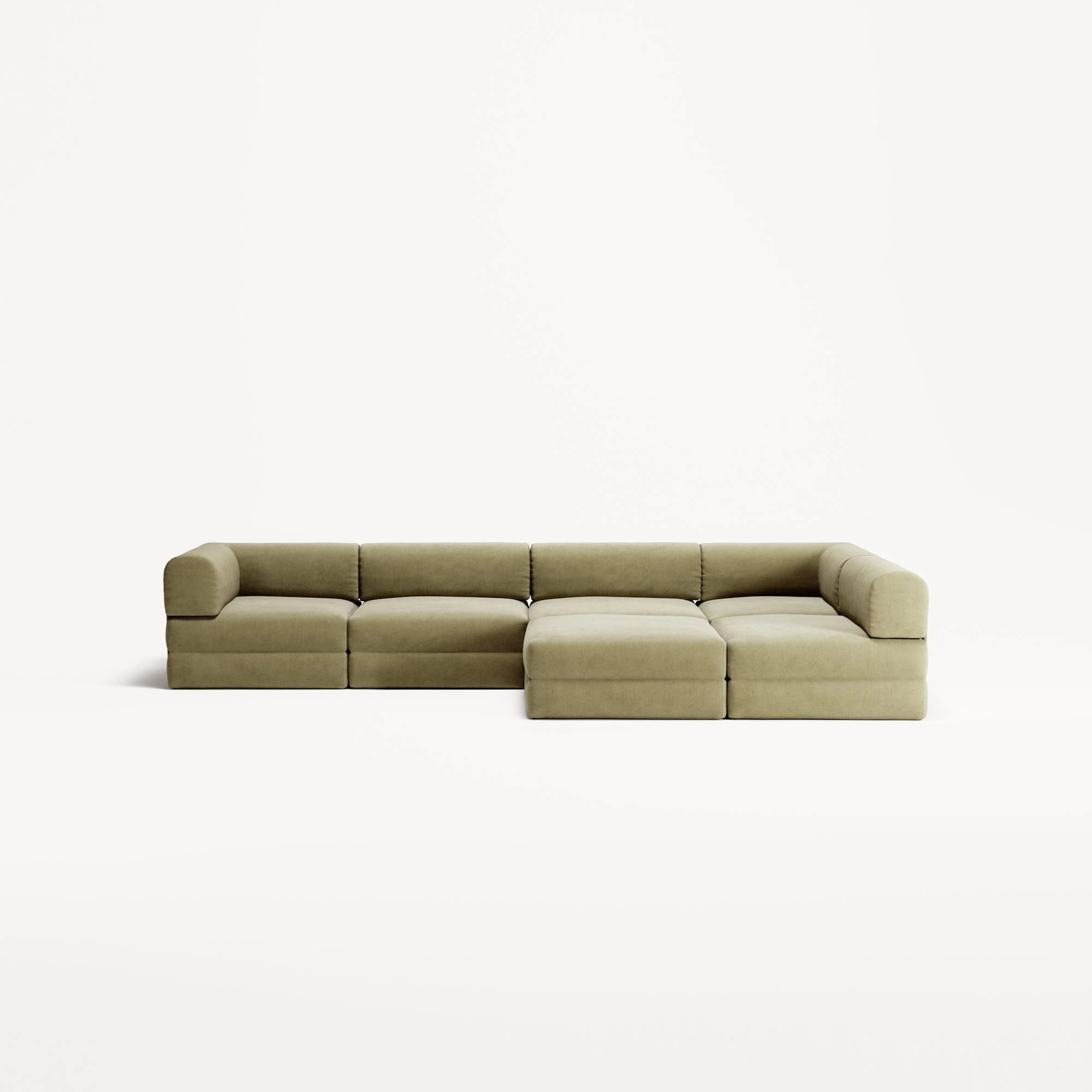 LUNA - 5 Seat corner with open end - Right - Corduroy Lime - Image 5