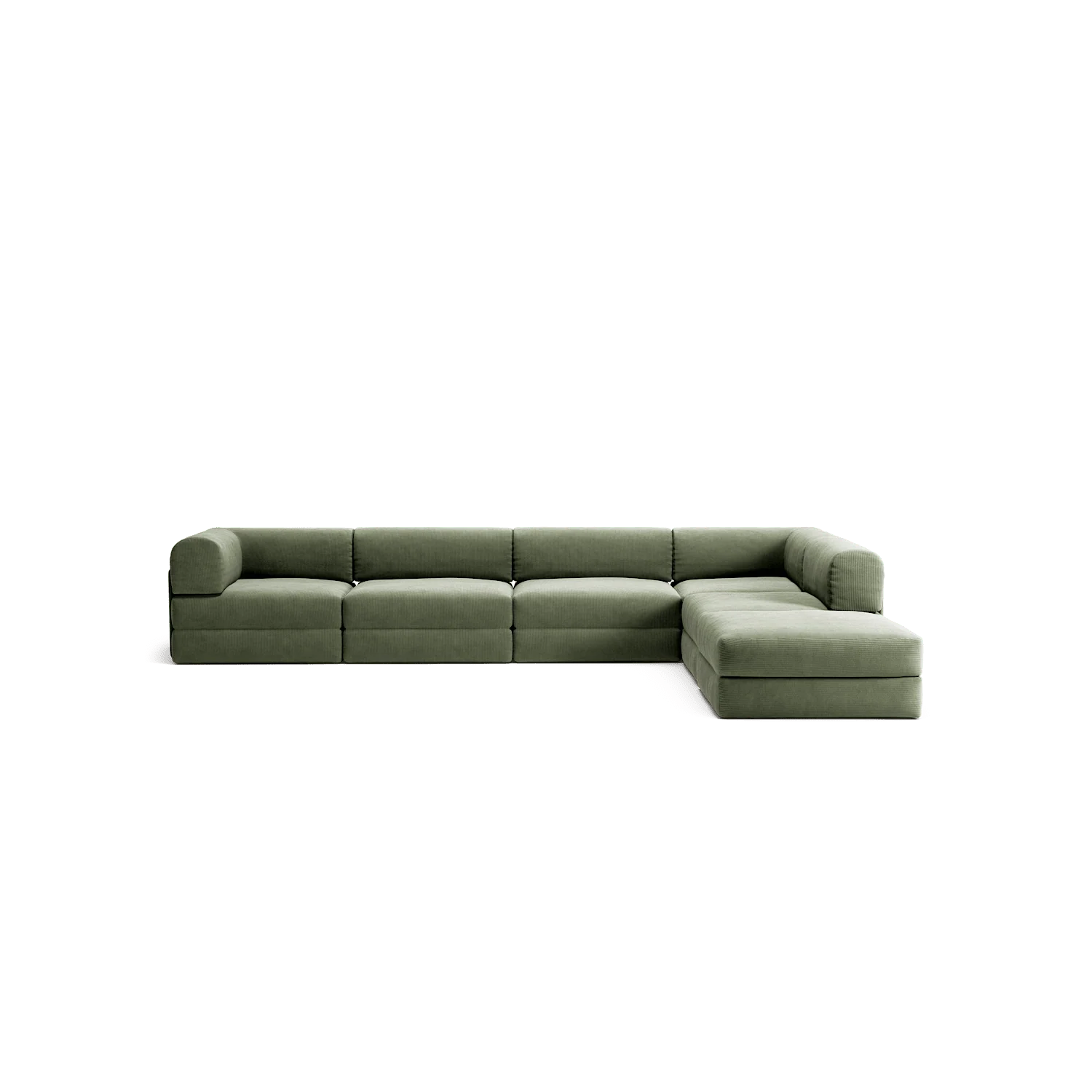 LUNA - 5 Seat corner with open end - Right - Corduroy Moss Green