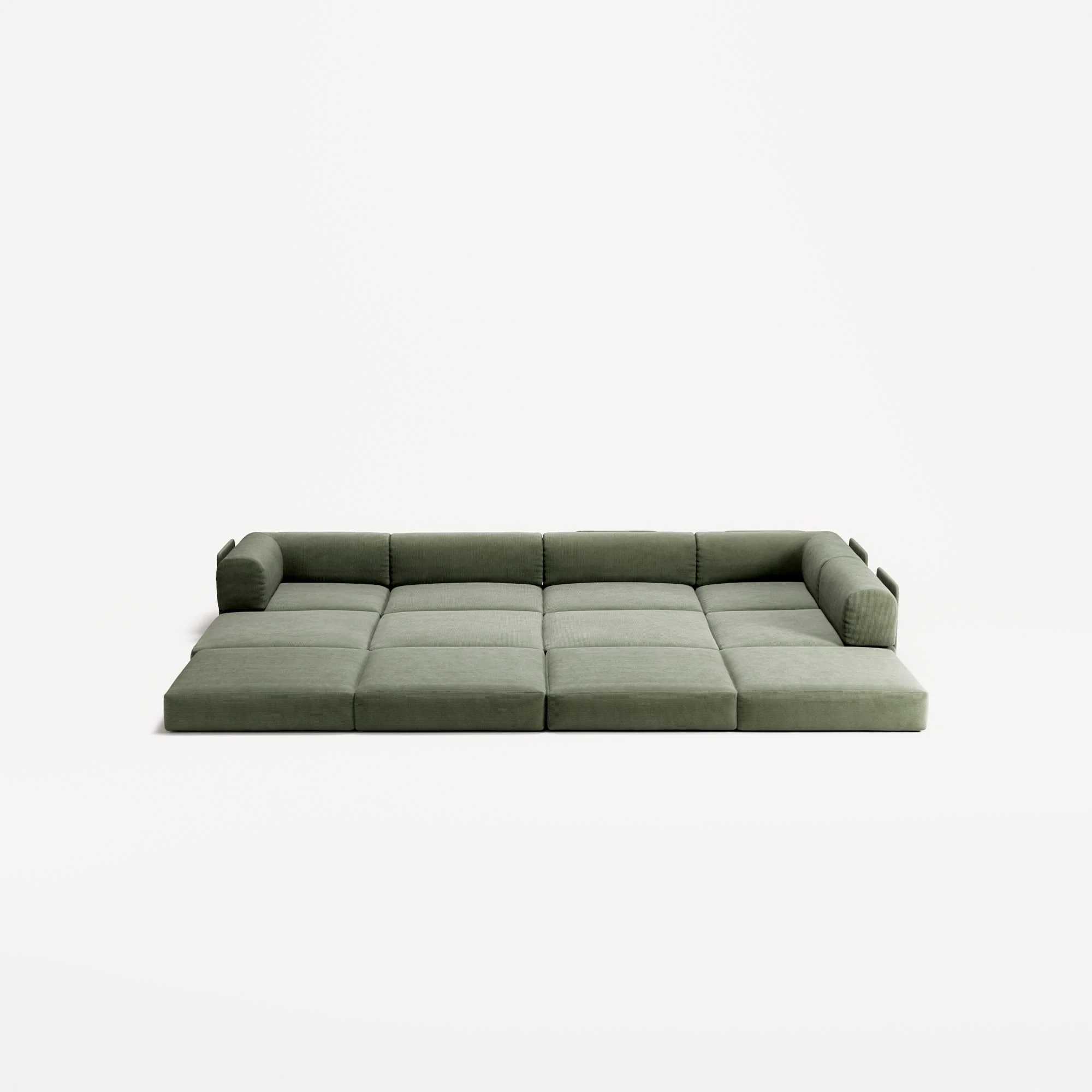 LUNA - 5 Seat corner with open end - Right - Corduroy Moss Green - Image 4