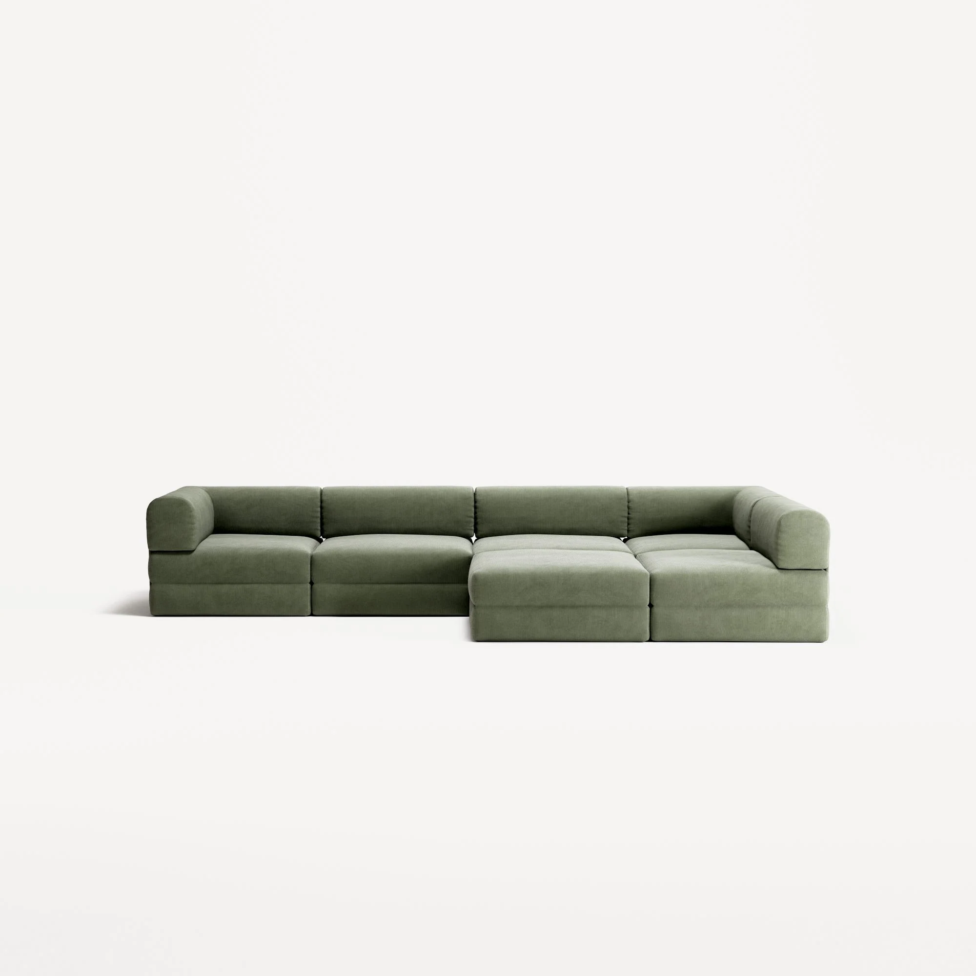 LUNA - 5 Seat corner with open end - Right - Corduroy Moss Green - Image 5