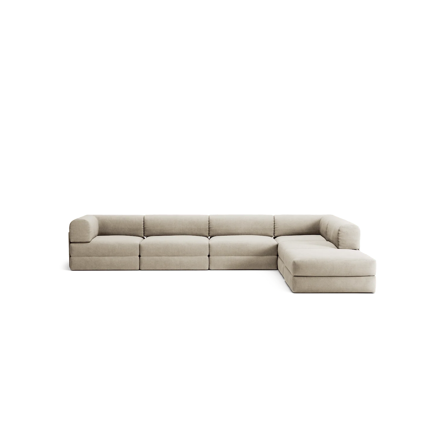 LUNA - 5 Seat corner with open end - Right - Corduroy Off-White