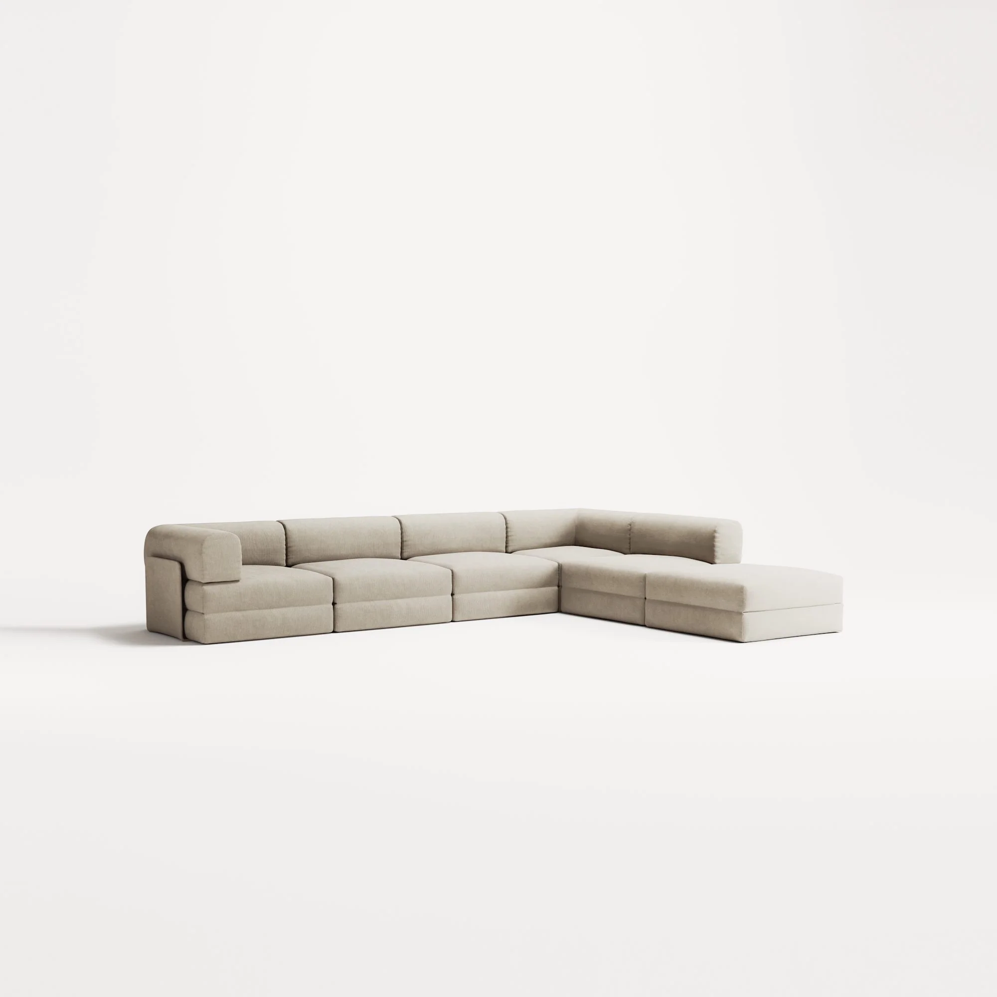 LUNA - 5 Seat corner with open end - Right - Corduroy Off-White - Image 2