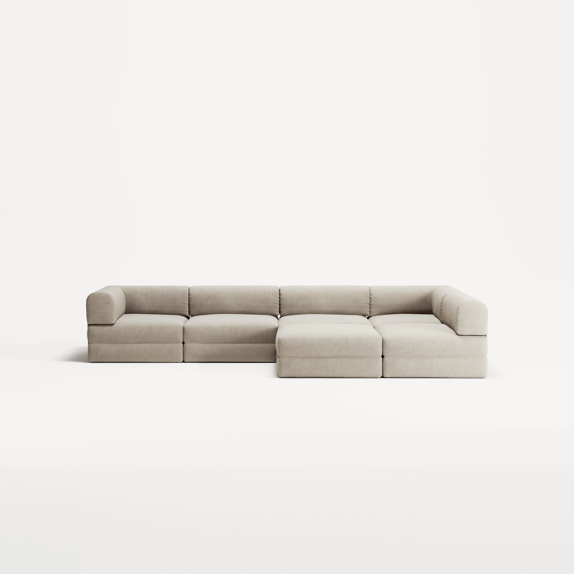 LUNA - 5 Seat corner with open end - Right - Corduroy Off-White - Image 5