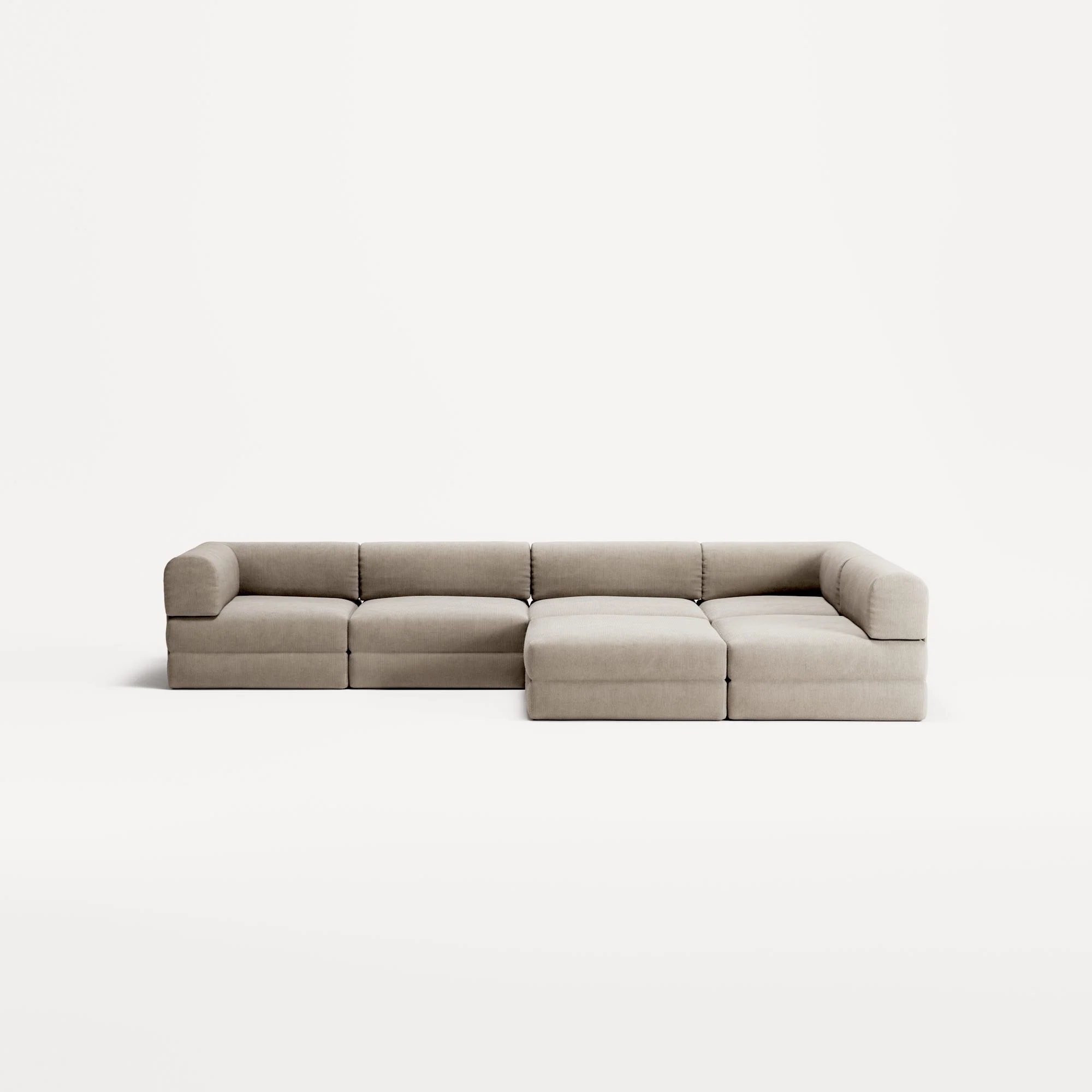 LUNA - 5 Seat corner with open end - Right - Corduroy Pale Beige - Image 5