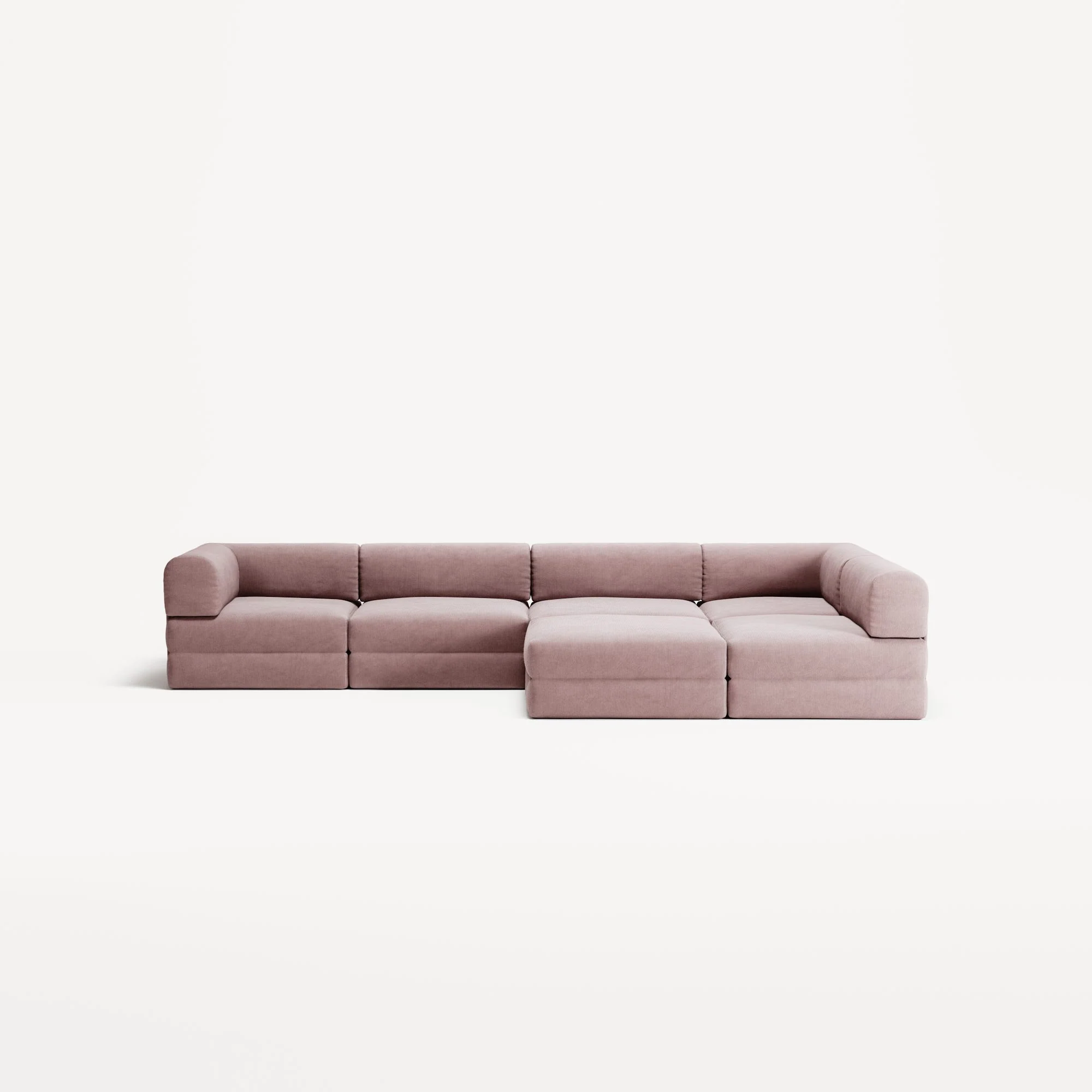 LUNA - 5 Seat corner with open end - Right - Corduroy Soft Pink - Image 5