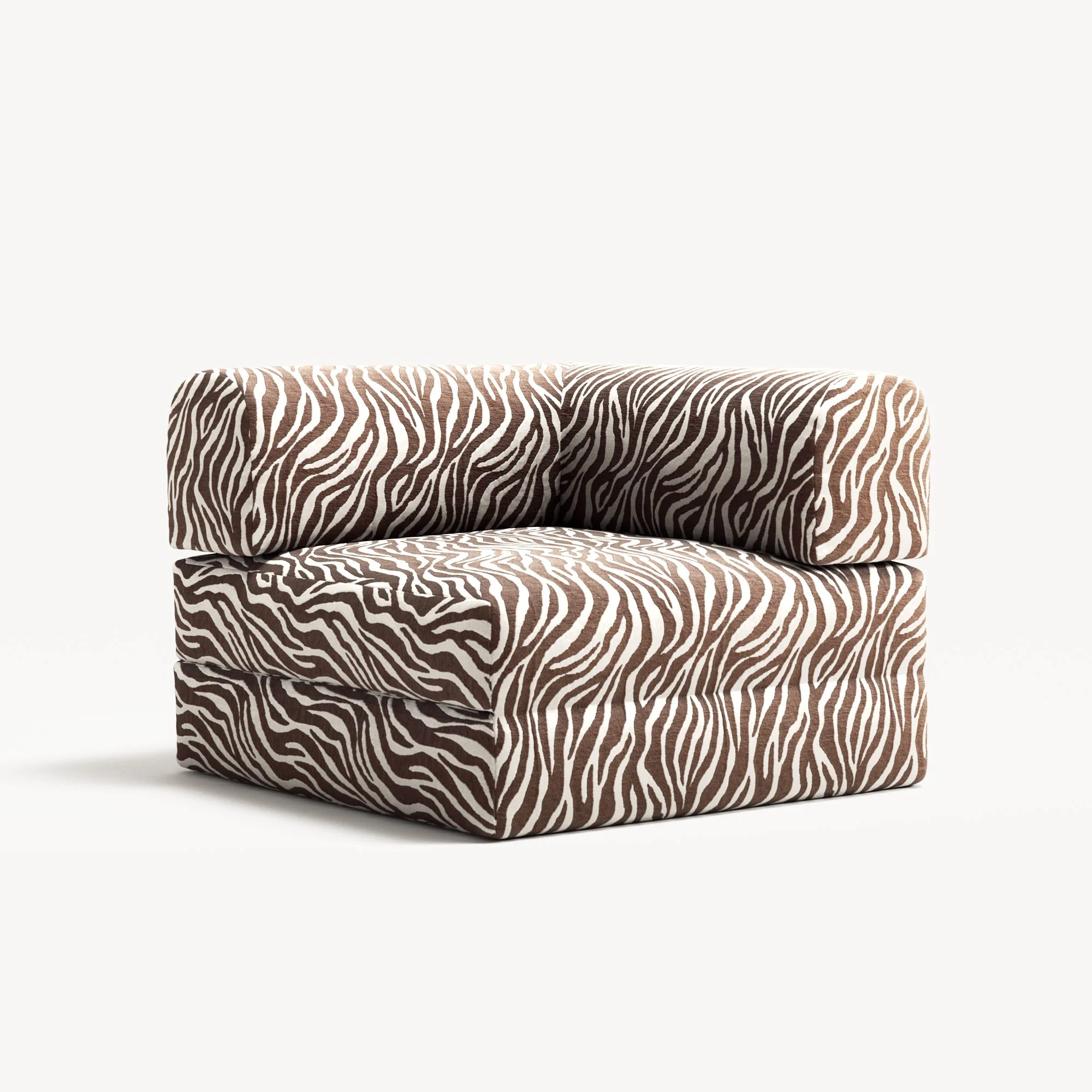 LUNA - Corner - Chenille Jacquard Zebra Brown White - Image 3