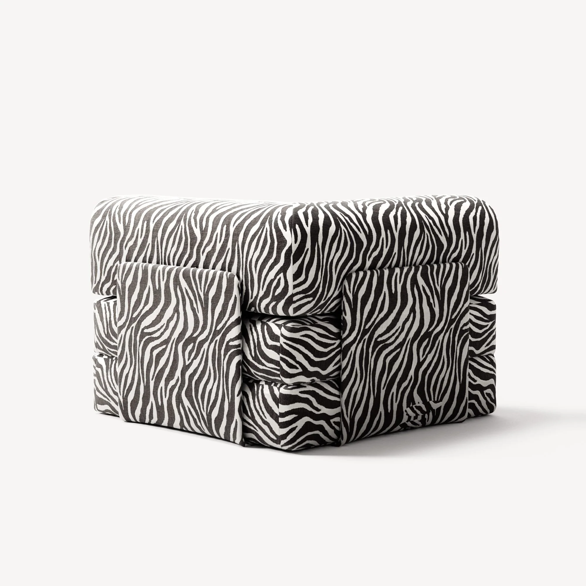 LUNA - Corner - Chenille Jacquard Zebra Black White - Image 5