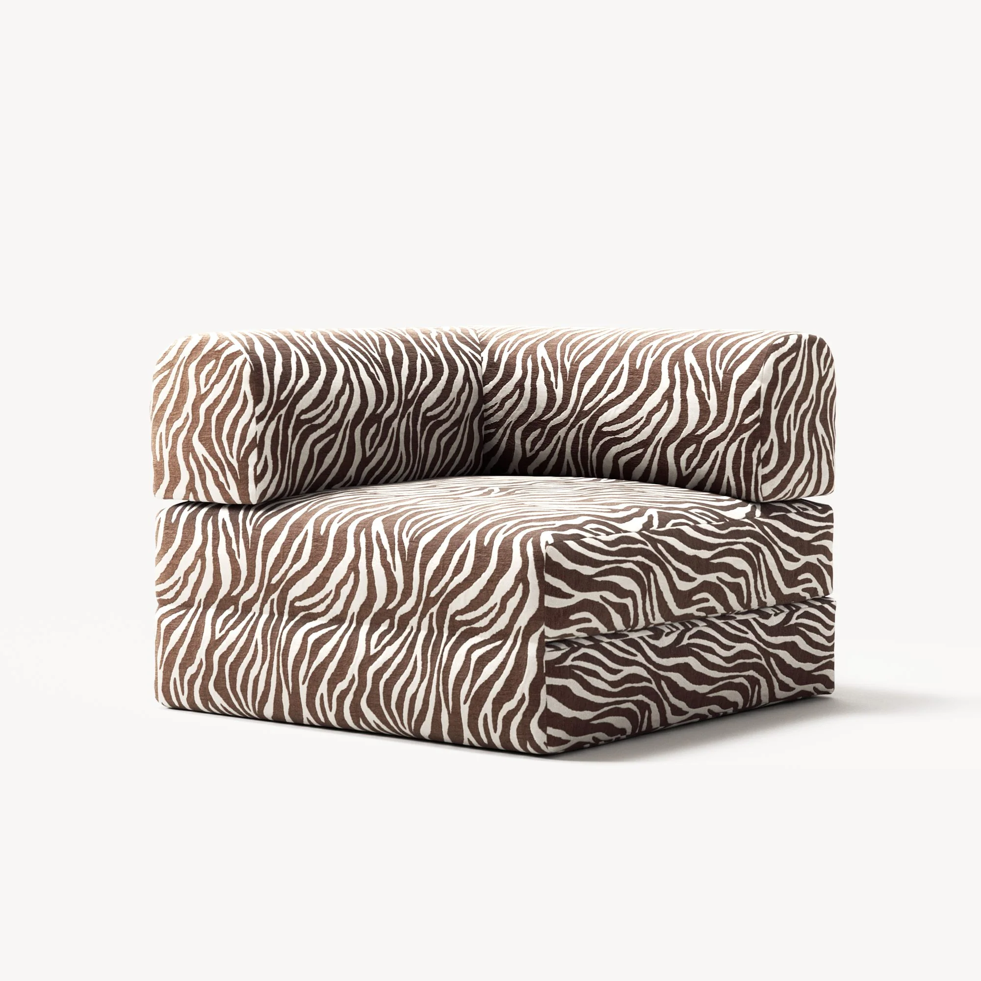LUNA - Corner - Chenille Jacquard Zebra Brown White - Image 3