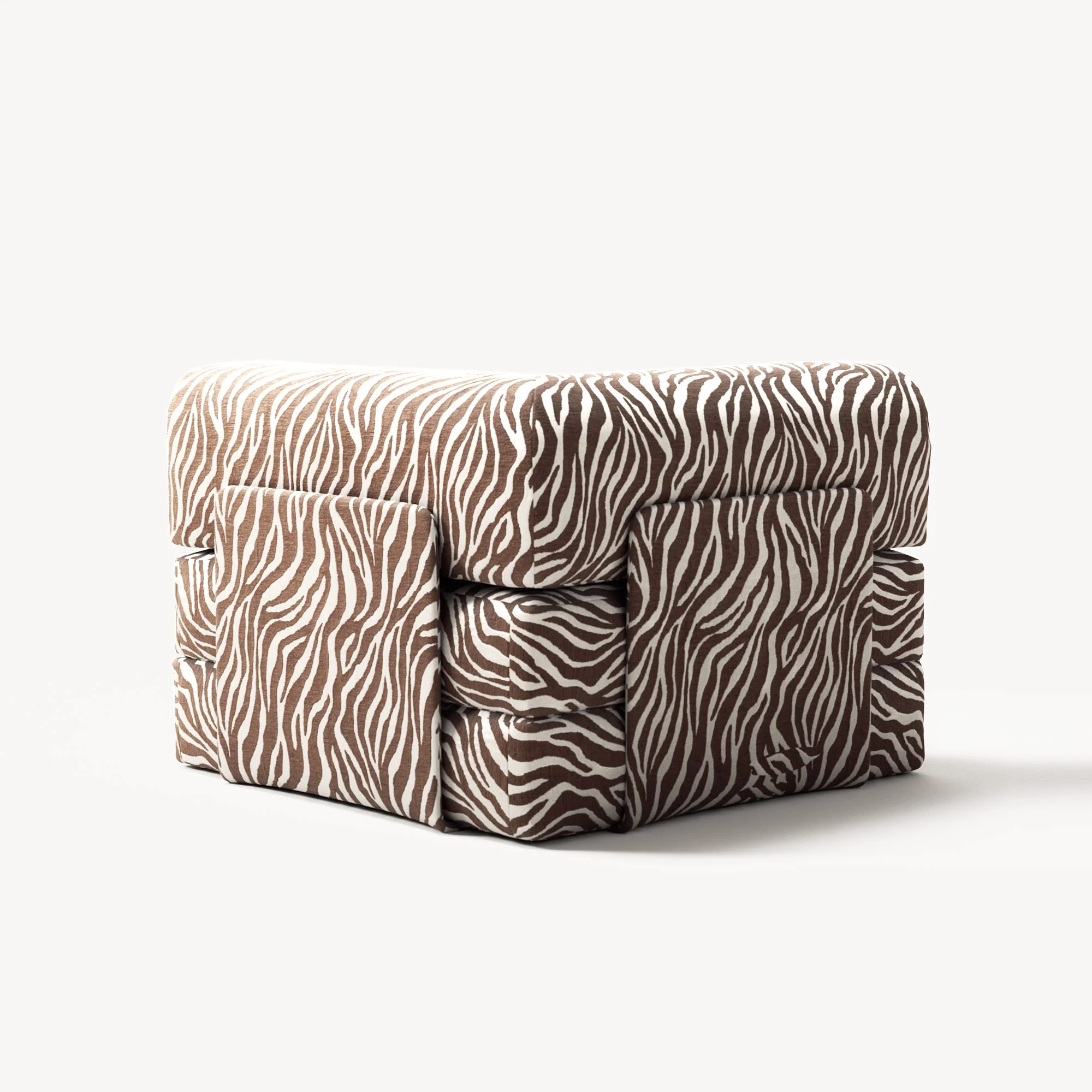 LUNA - Corner - Chenille Jacquard Zebra Brown White - Image 5