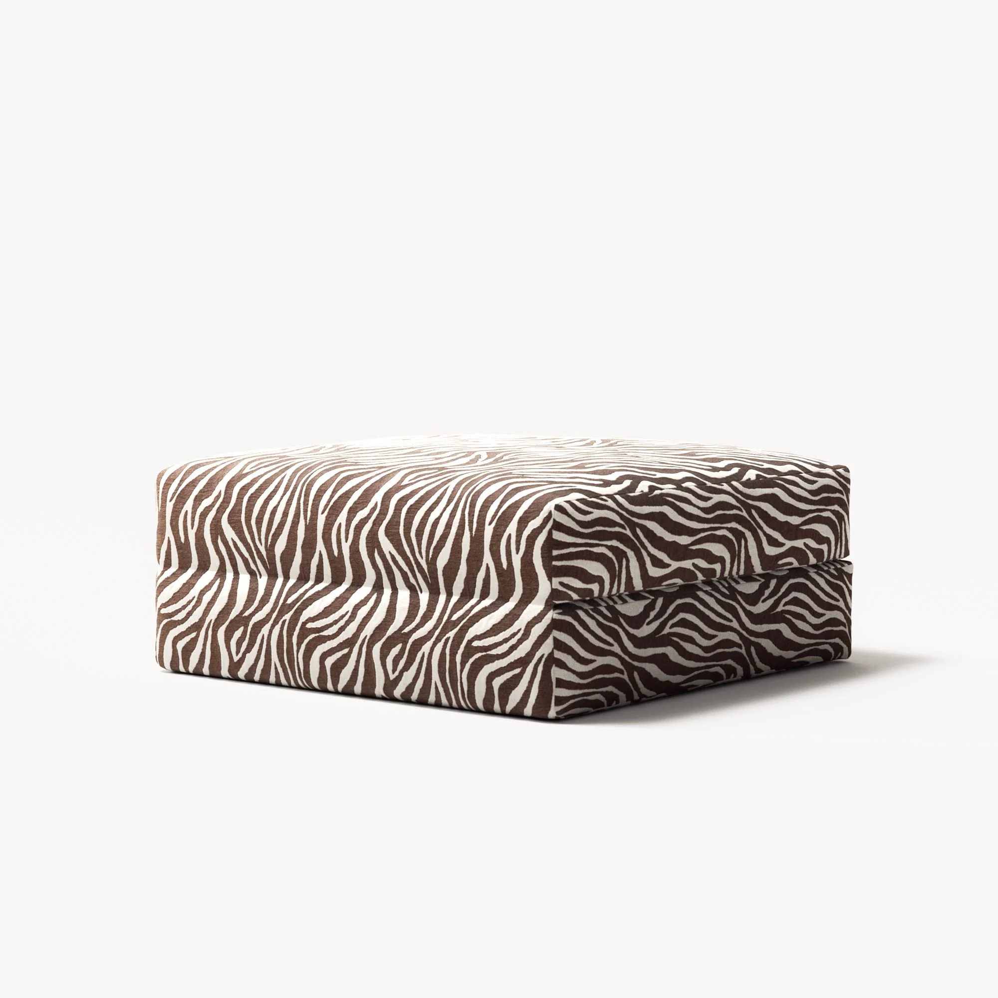 LUNA - Pouf - Chenille Jacquard Zebra Brown White - Image 2