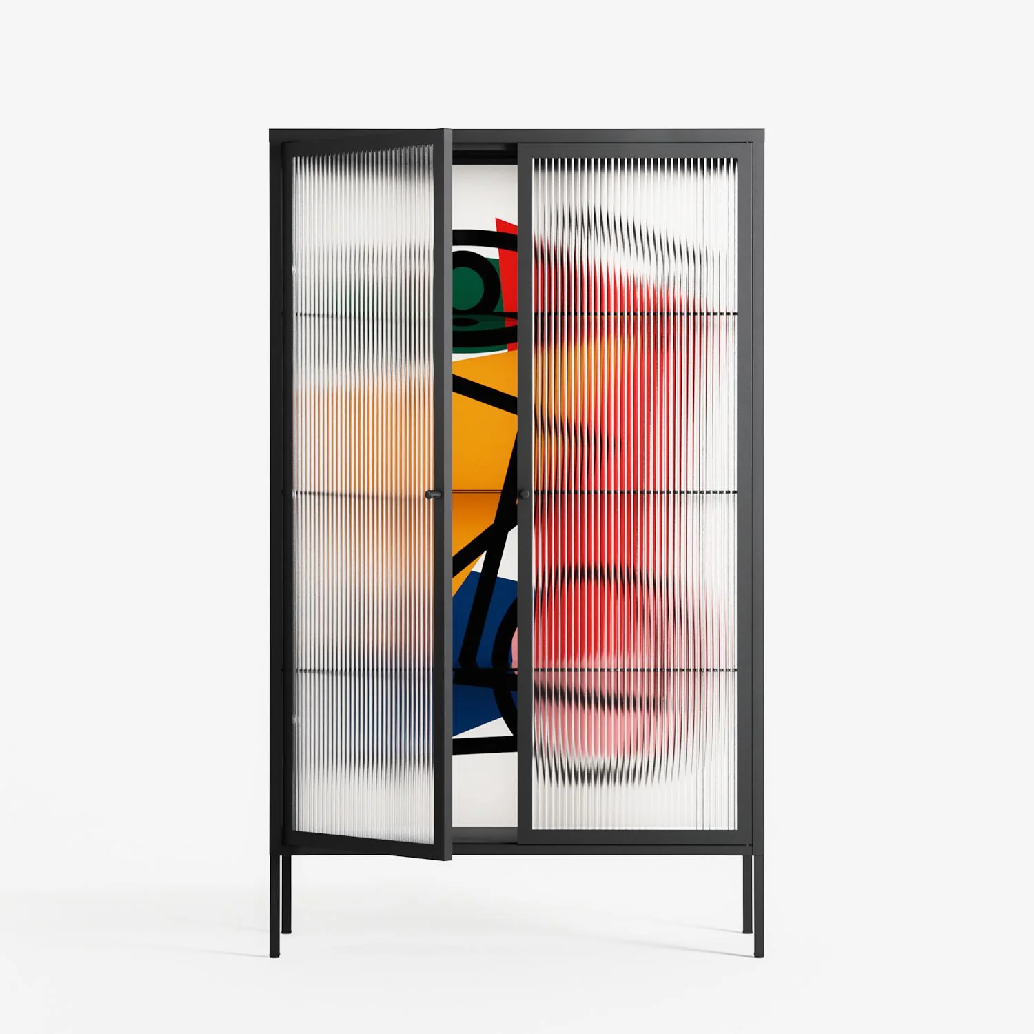 Misplaced - Cabinet - Vratislav Pecka - Antracite - Reeded glass - Image 2