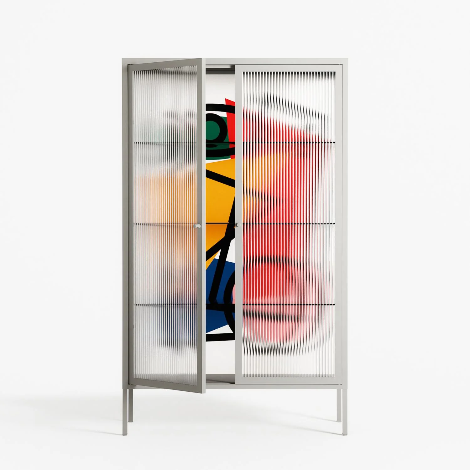 Misplaced - Cabinet - Vratislav Pecka - Chalk - Reeded glass - Image 2