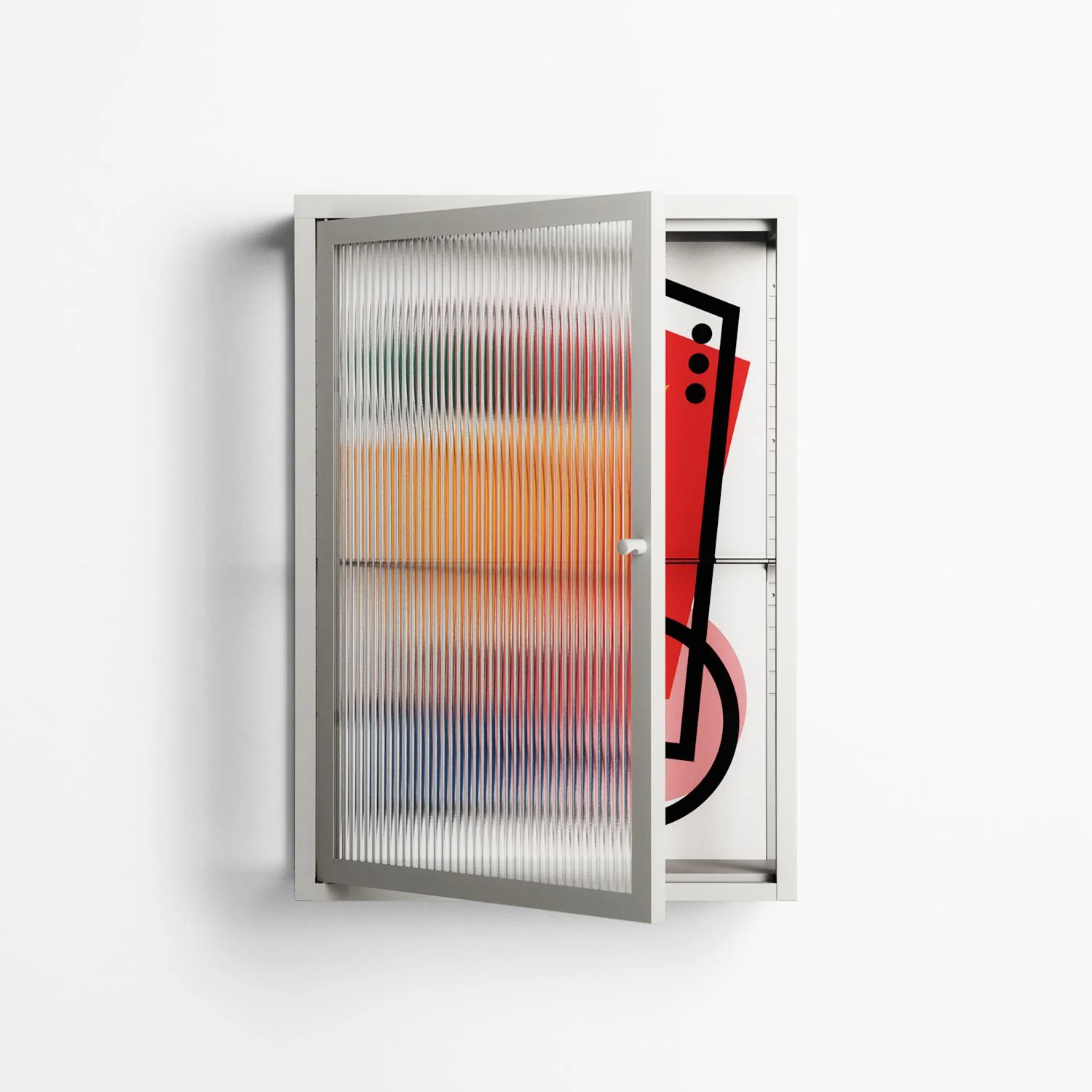 Misplaced - Wall Cabinet - Vratislav Pecka - Chalk - Reeded glass - Image 2