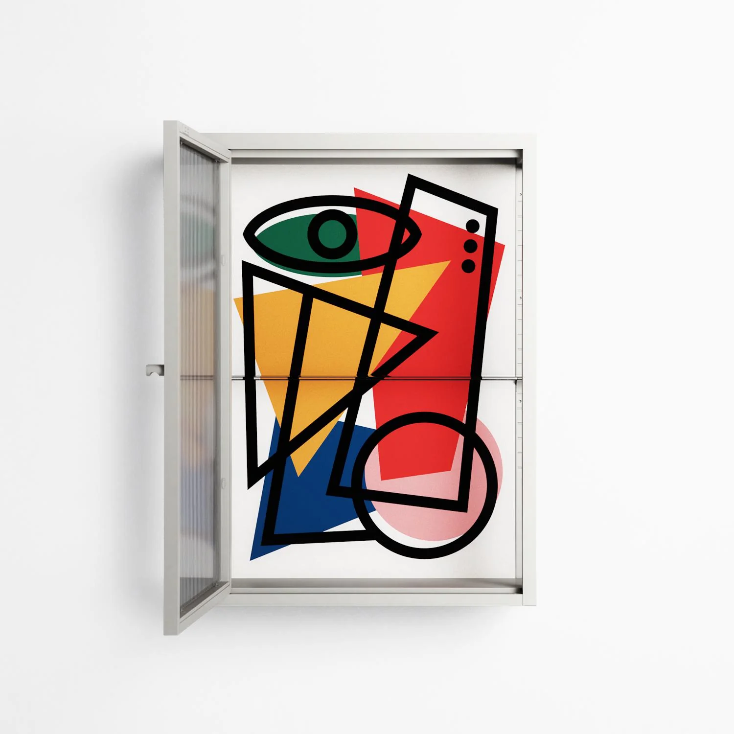 Misplaced - Wall Cabinet - Vratislav Pecka - Chalk - Reeded glass - Image 3
