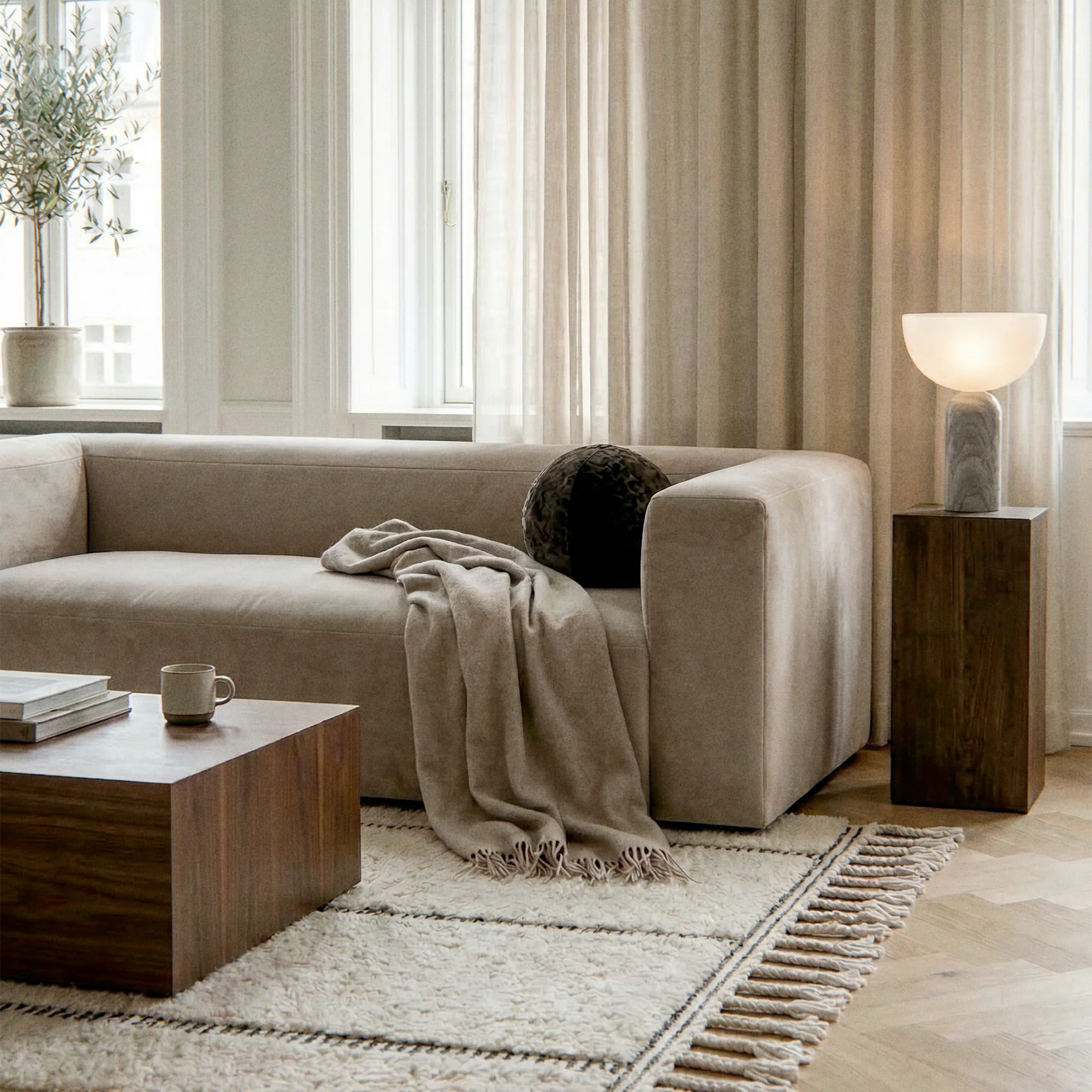 MONOLITH - 2 Seat - Soft Matte Velvet Warm Beige - Image 6
