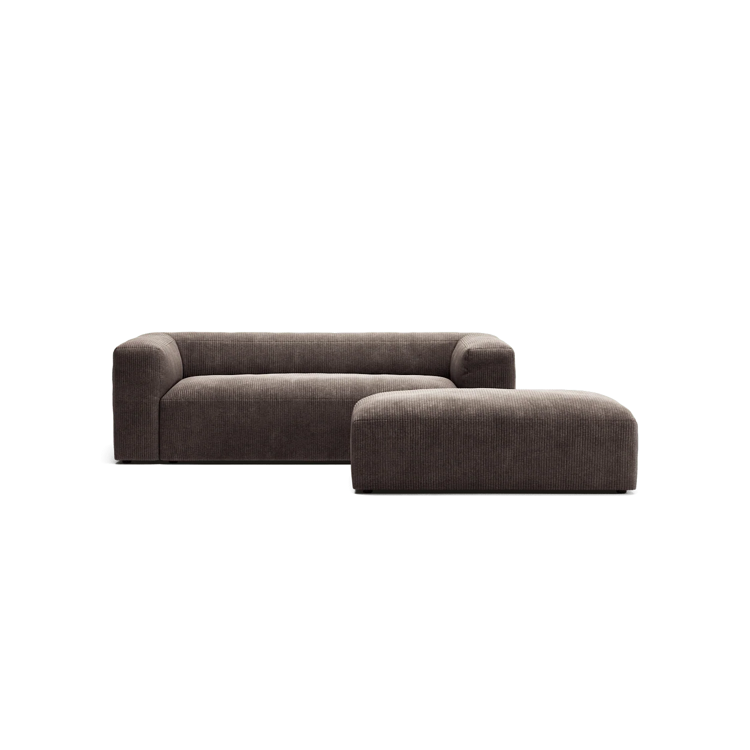 MONOLITH - 2 Seater with Pouf - Bold Corduroy Dark Brown