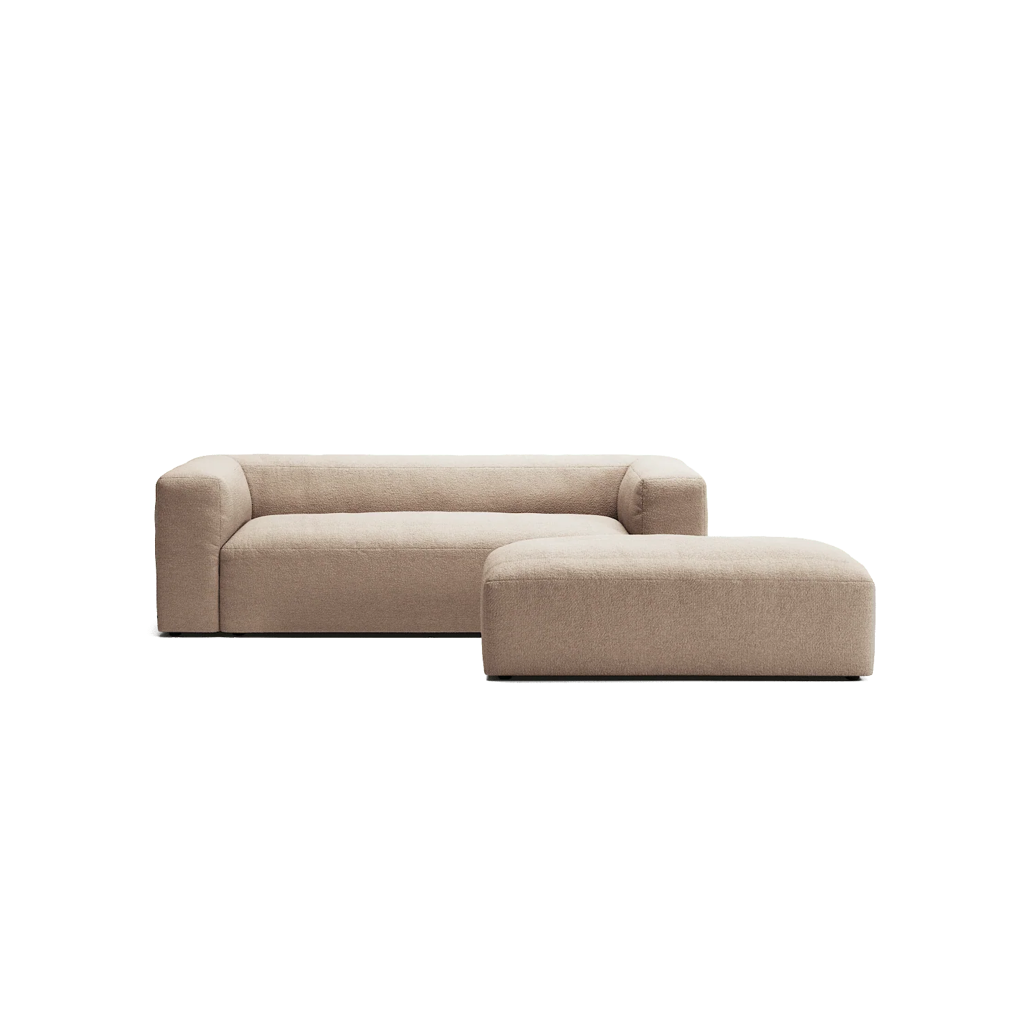 MONOLITH - 2 Seater with Pouf - Glint Bouclé Chalk Pink