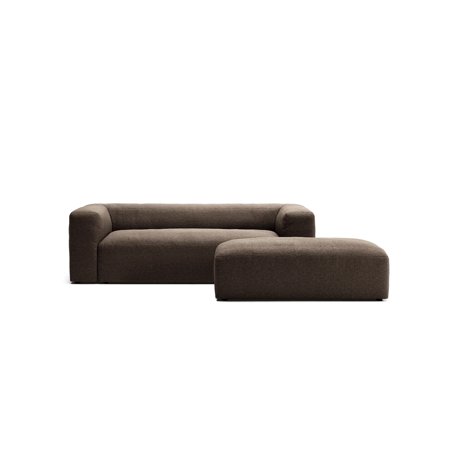 MONOLITH - 2 Seater with Pouf - Glint Bouclé Dark Brown